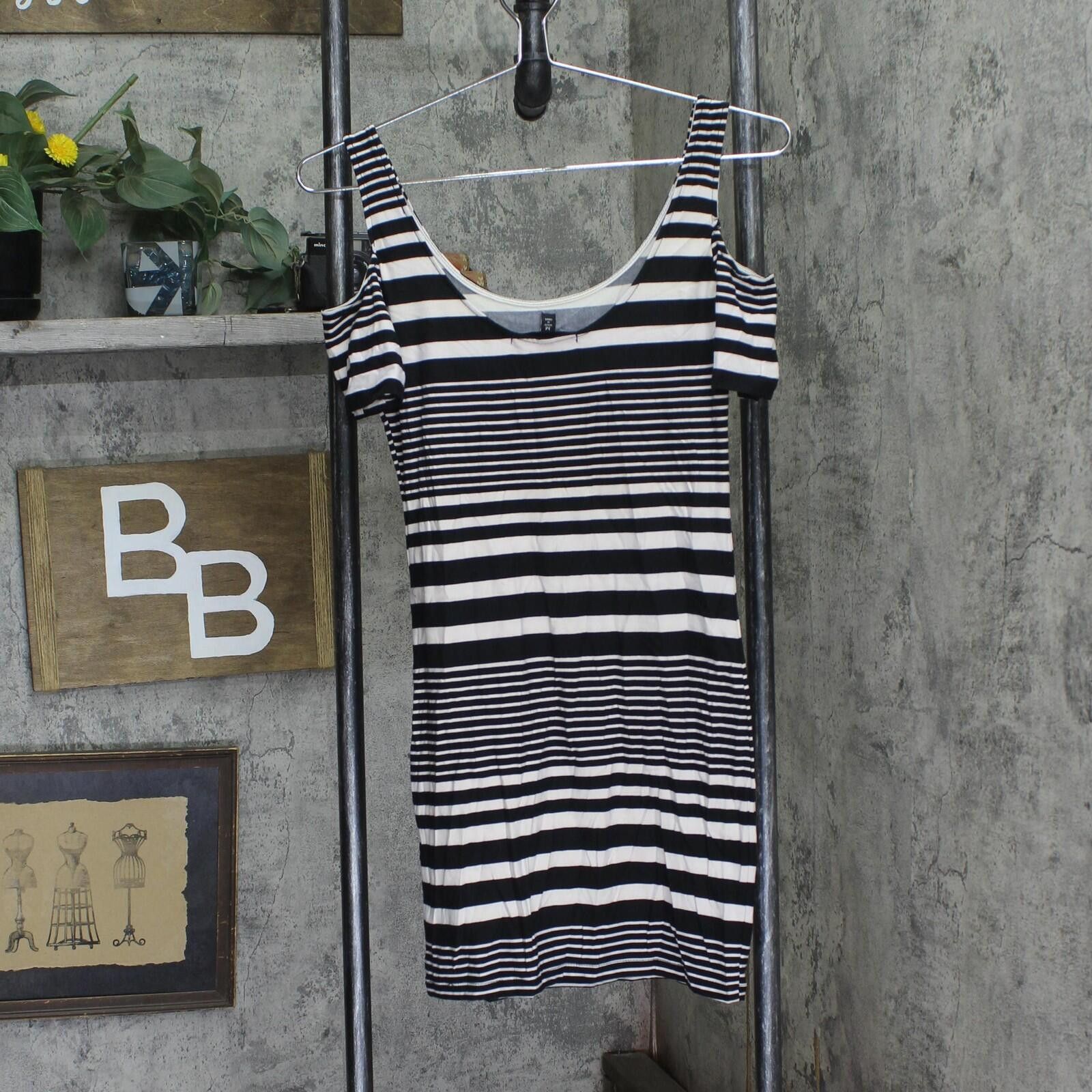 Other Nwt Planet Gold Cold-shoulder Bodycon Dress Black Stripe M Size M / US 6-8 / IT 42-44 - 2 Thumbnail