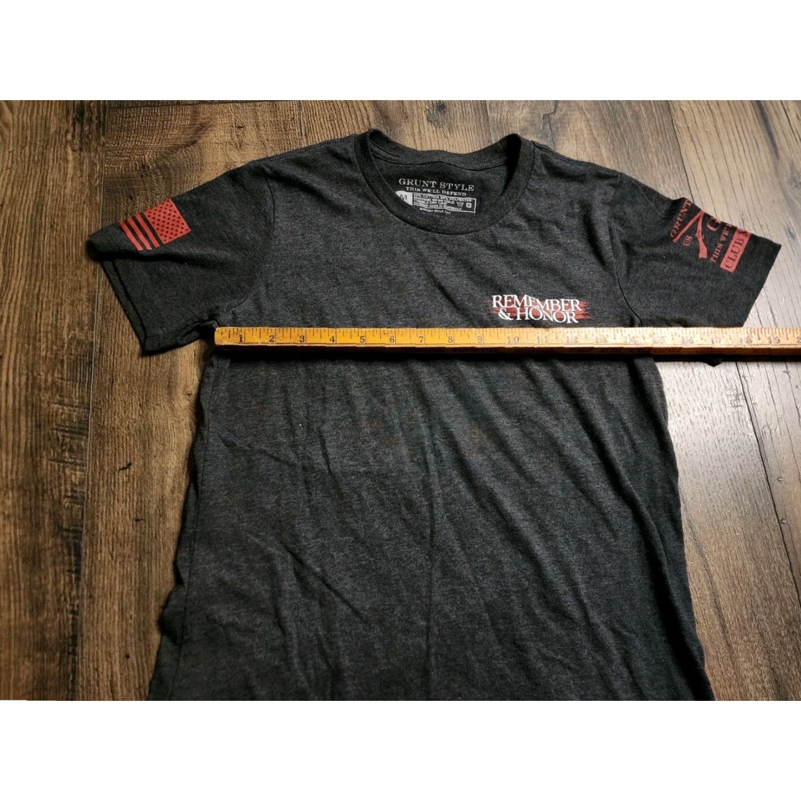 Doublet Womens Grunt Style T-Shirt Shirt M Gray Double-Sided Remember And Honor Flag Military Short Sleeve Crew Neck U.S. Patriotic Mens? Size M / US 6-8 / IT 42-44 - 2 Thumbnail