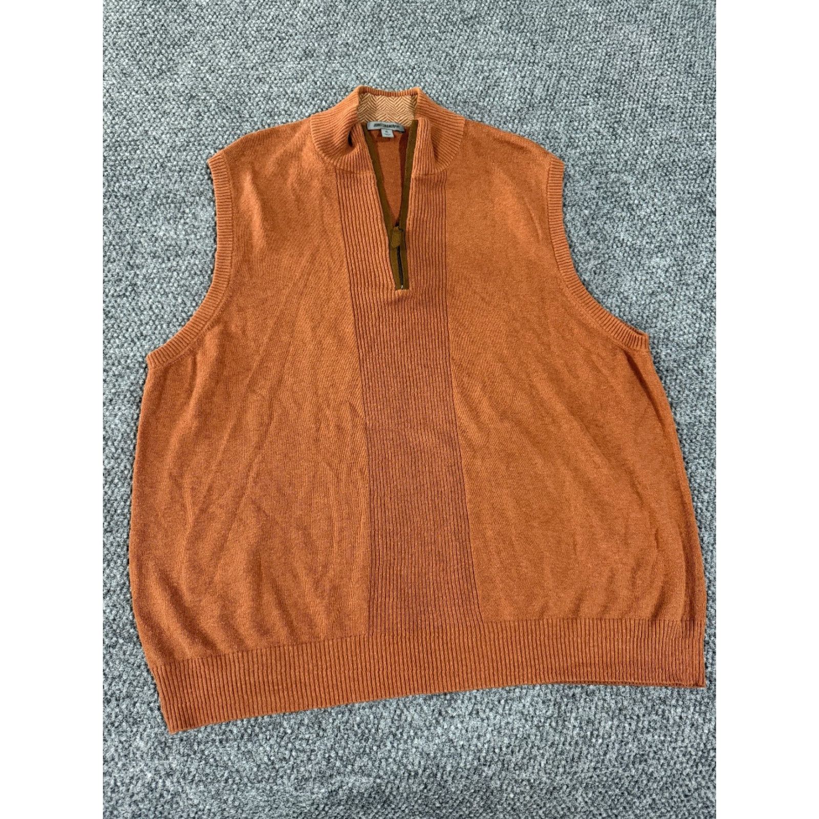 Johnston & Murphy Johnston & Murphy Sweater Vest Mens XL Orange 1/4 Zip Knit Cotton Ribbed Classic Vest Winter Casual Mens XL Orange Knit Vest 1/4 Zip Size US XL / EU 56 / 4 - 2 Thumbnail