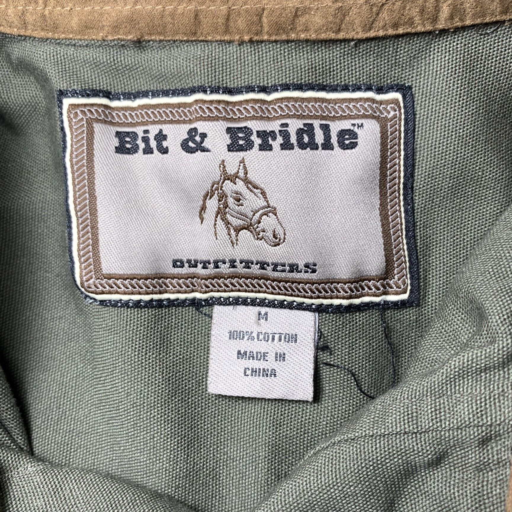 Vintage Bit & Bridle Long Sleeve Shirt Mens M Green Padded Shoulder Elbow Button Up Shirt Size US M / EU 48-50 / 2 - 5 Thumbnail