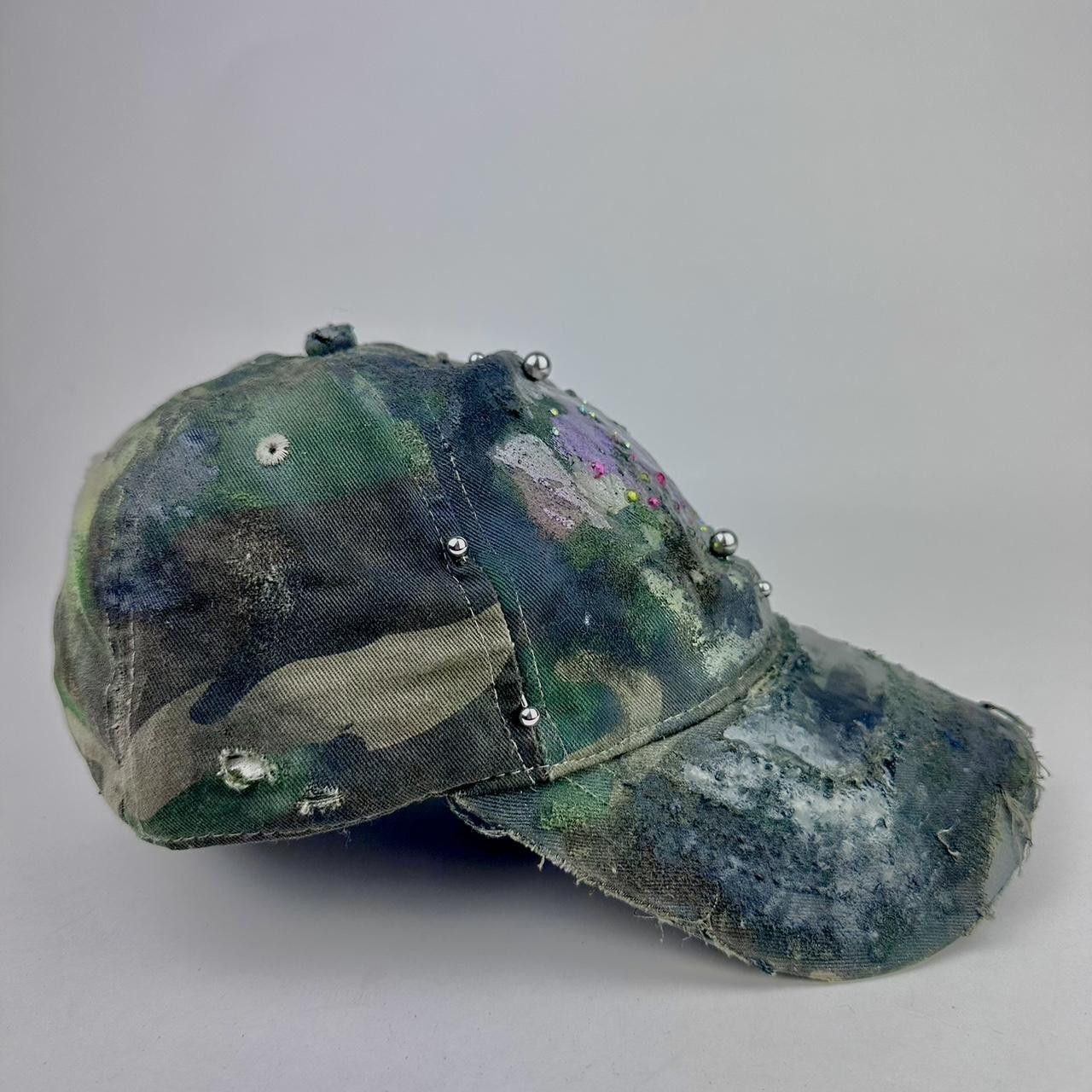 Other ASTROBOI* 'Rhinestone Camo' Green Distressed Hat Size ONE SIZE - 4 Thumbnail