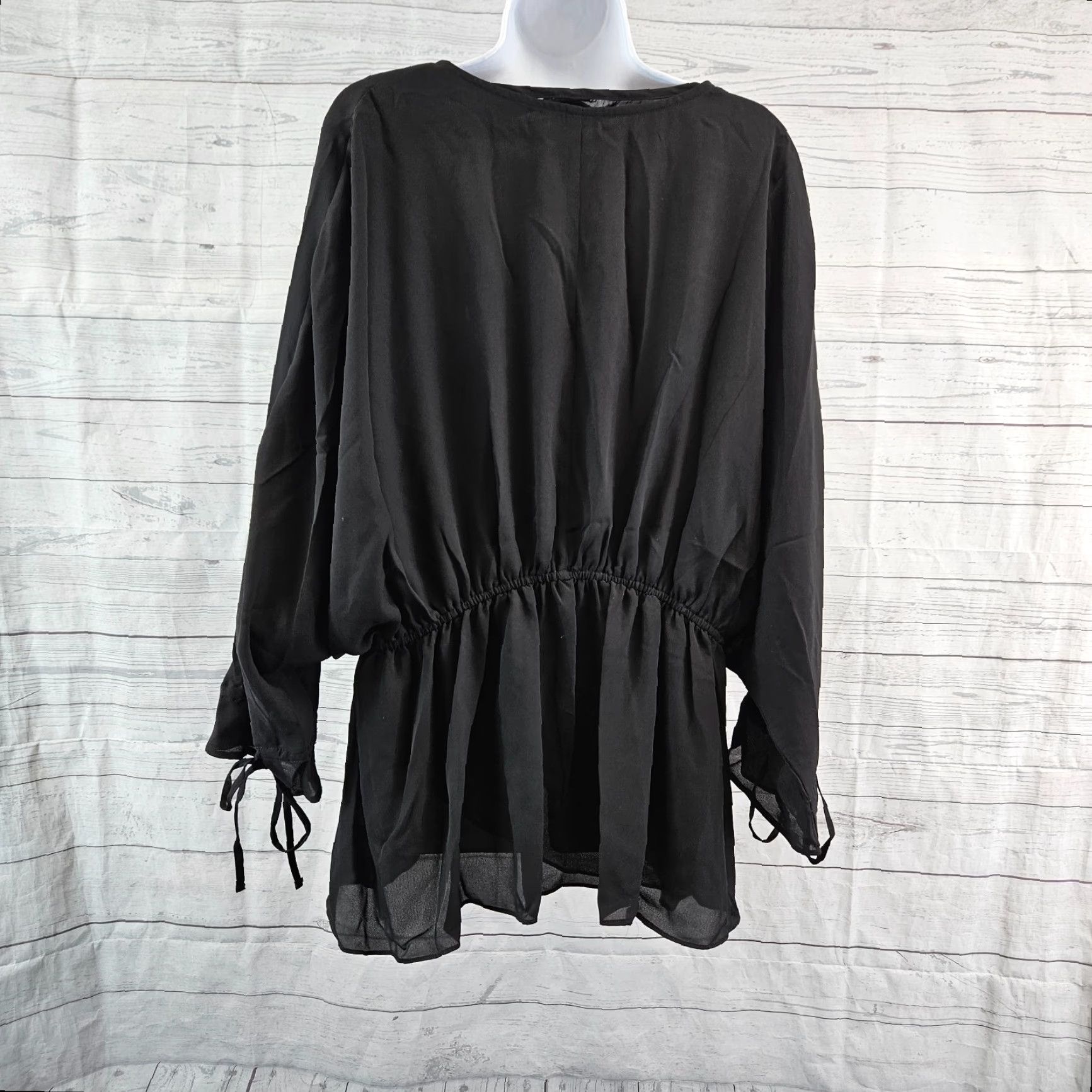 Elizabeth and James VINTAGE Textile Elizabeth and James Womens Top XL Solid Black V-Neck Dolman Sleeves Size XL / US 12-14 / IT 48-50 - 4 Thumbnail