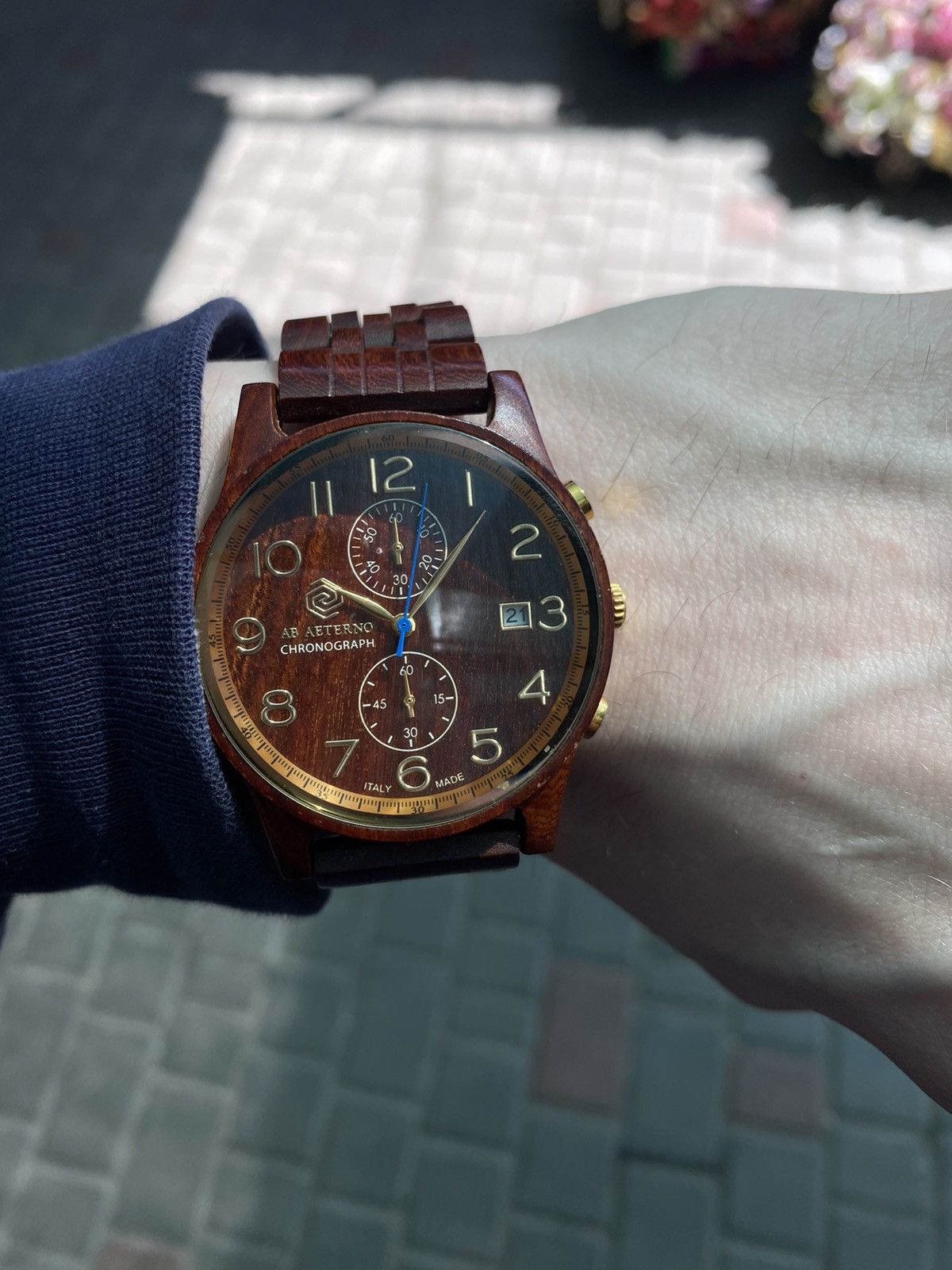 Jewelry × Vintage AB AETERNO Wooden Chronograph Watch Italian Design Size ONE SIZE - 10 Thumbnail