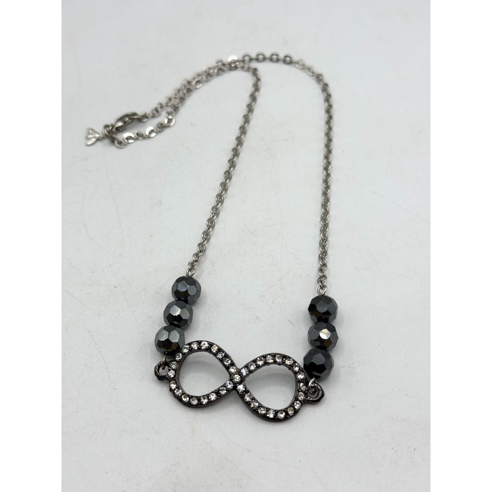Vintage Vintage rhinestone infinity sign hematite semi precious bead Size ONE SIZE - 2 Thumbnail