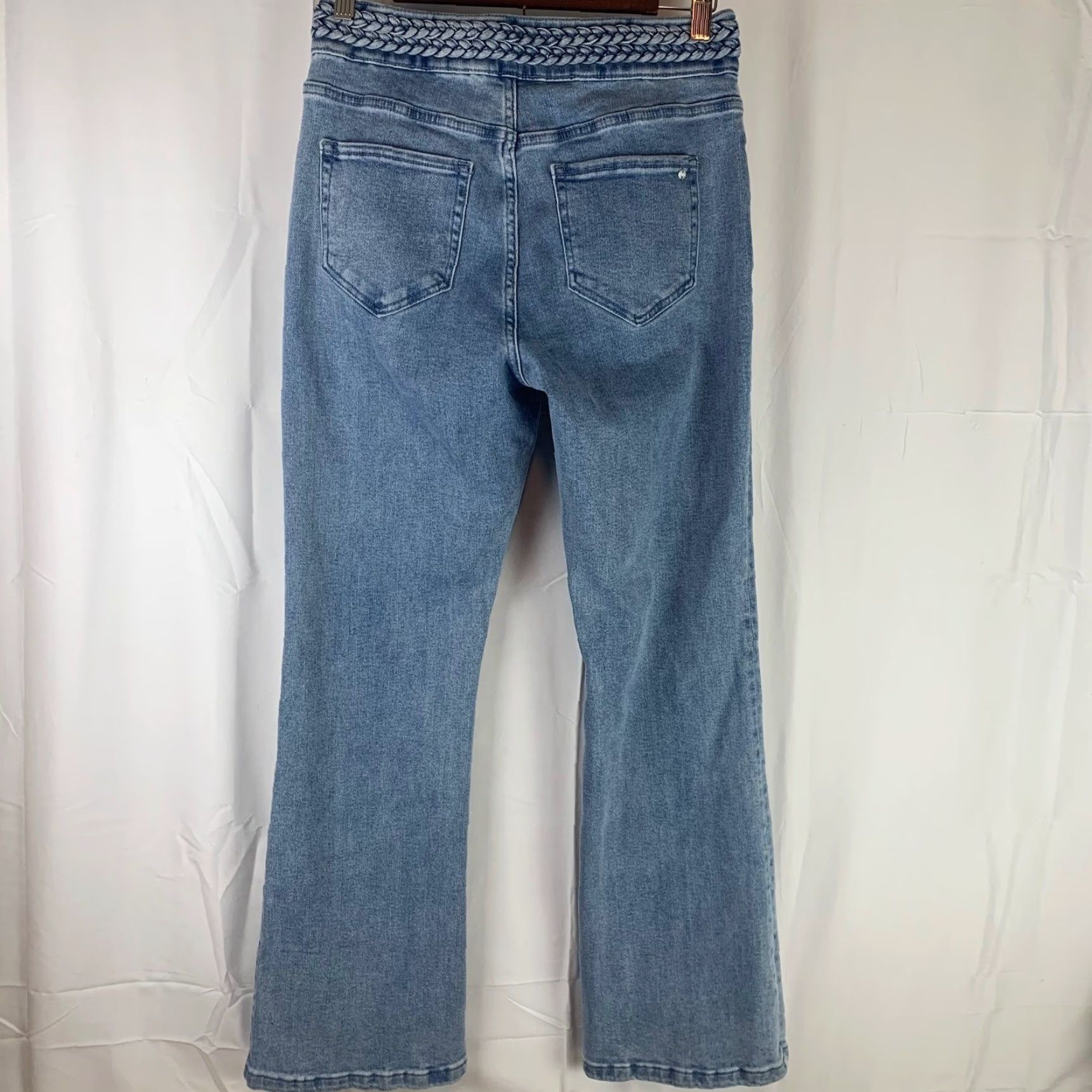 Vintage Mica Denim Flare Jeans Womens 28 Blue Braided Waist High Rise MDP-B3257 Size 28" / US 6 / IT 42 - 5 Thumbnail