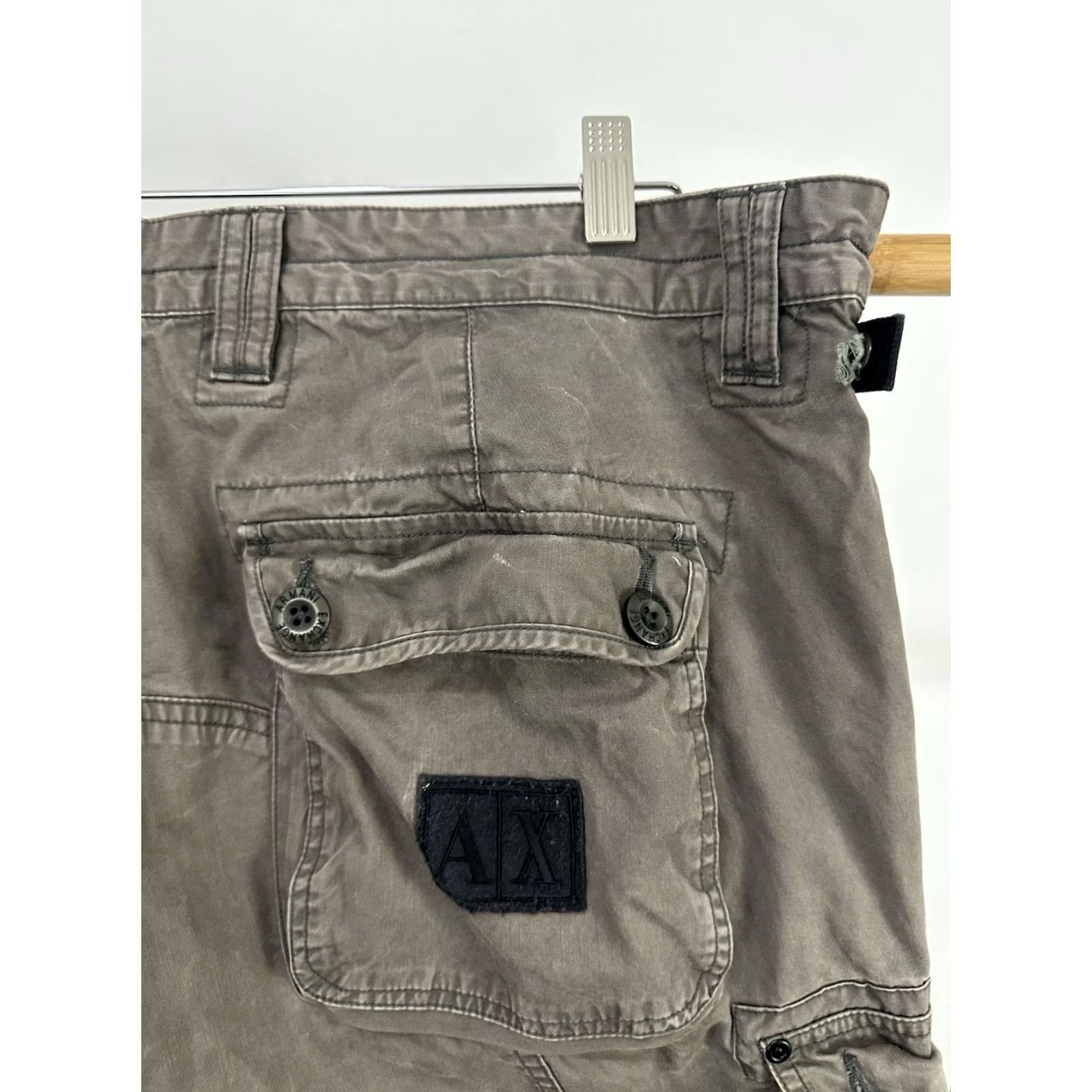 Armani Exchange Armani Exchange Men’s Cargo Zip Pocket Utility Tactical Streetwear Pants 40 Khaki Military Combat Distressing String 30 Inseam Men Size US 40 / EU 56 - 4 Thumbnail