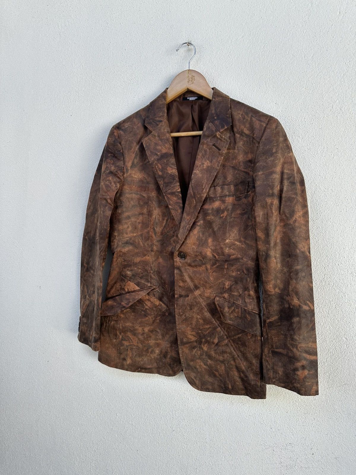 Japanese Brand × Tornado Mart Tornado Mart Brown Leather Grain Printed Blazer Size US M / EU 48-50 / 2 - 2 Thumbnail