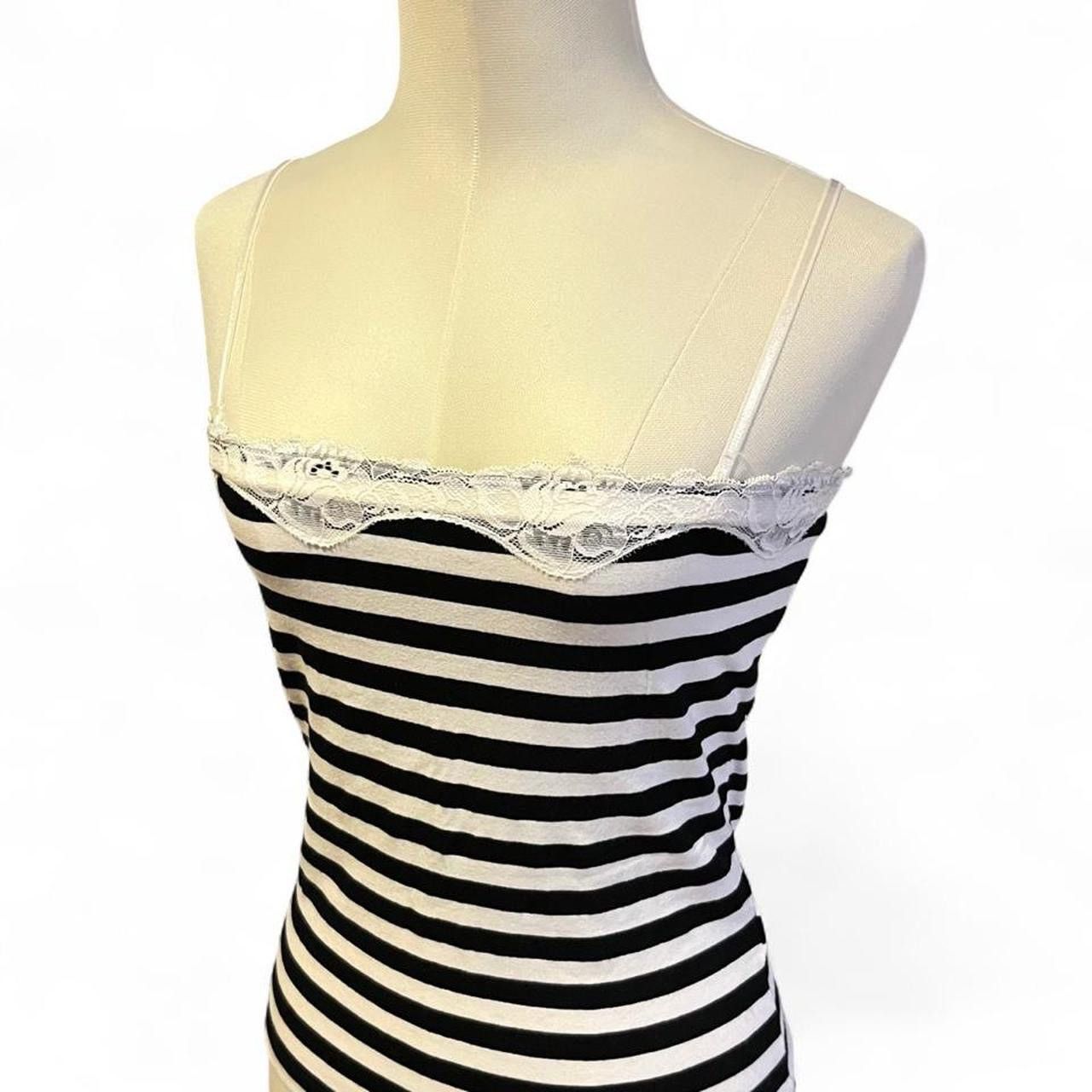 Other Vintage y2k coquette grunge striped lace trim tank top Size XS / US 0-2 / IT 36-38 - 2 Thumbnail