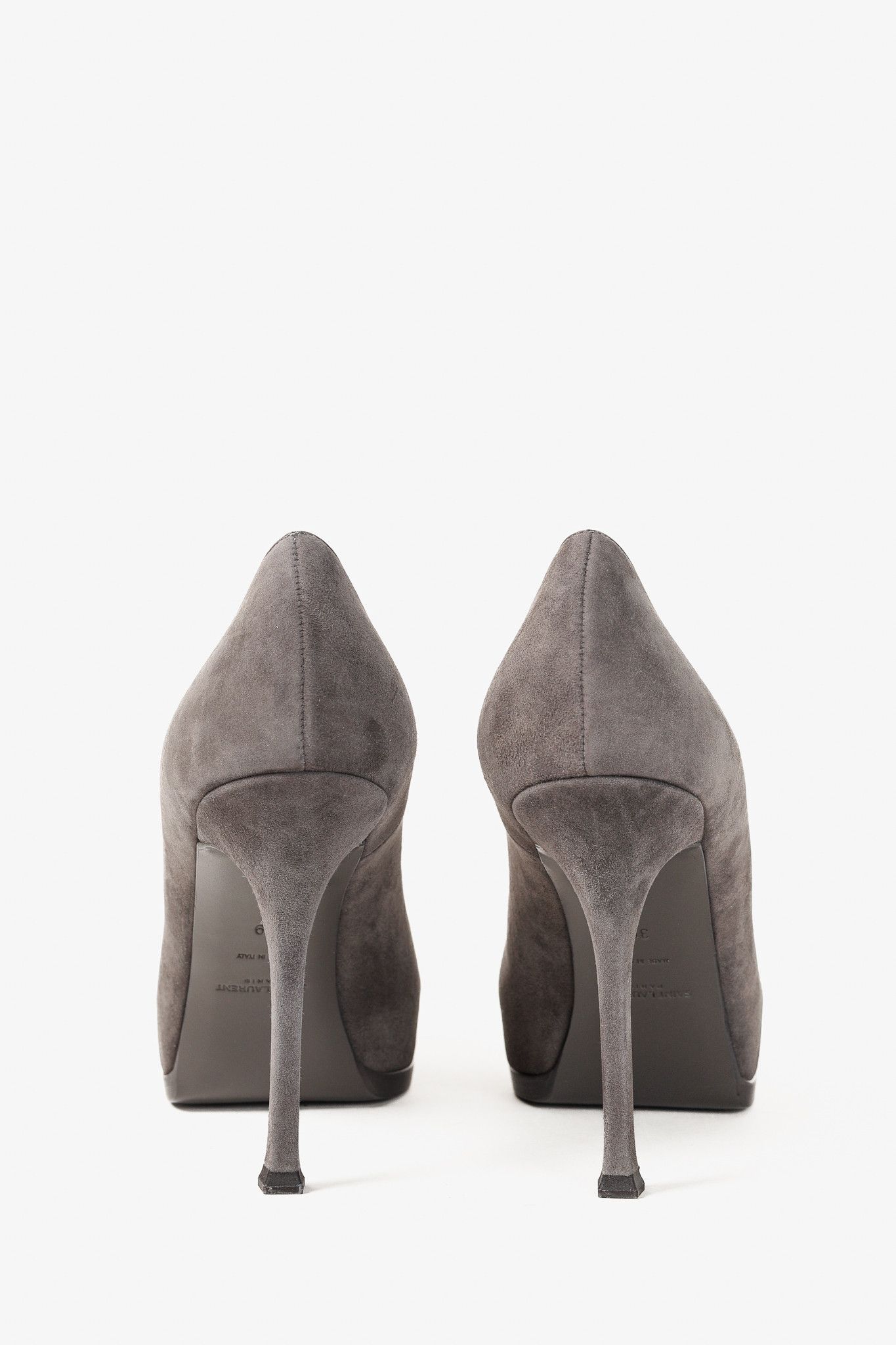 Saint Laurent Paris Saint Laurent Tribute Earth Grey Suede Platform Pumps Size US 8.5 / IT 38.5 - 3 Thumbnail