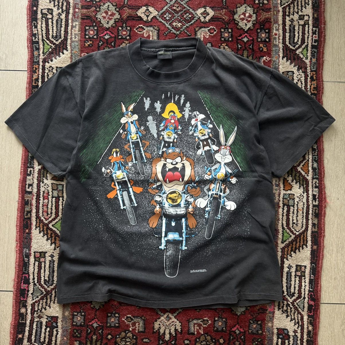 Vintage 1993 Harley Davidson Looney Tunes Biker Vintage Double Sided Size US XL / EU 56 / 4 - 1 Thumbnail