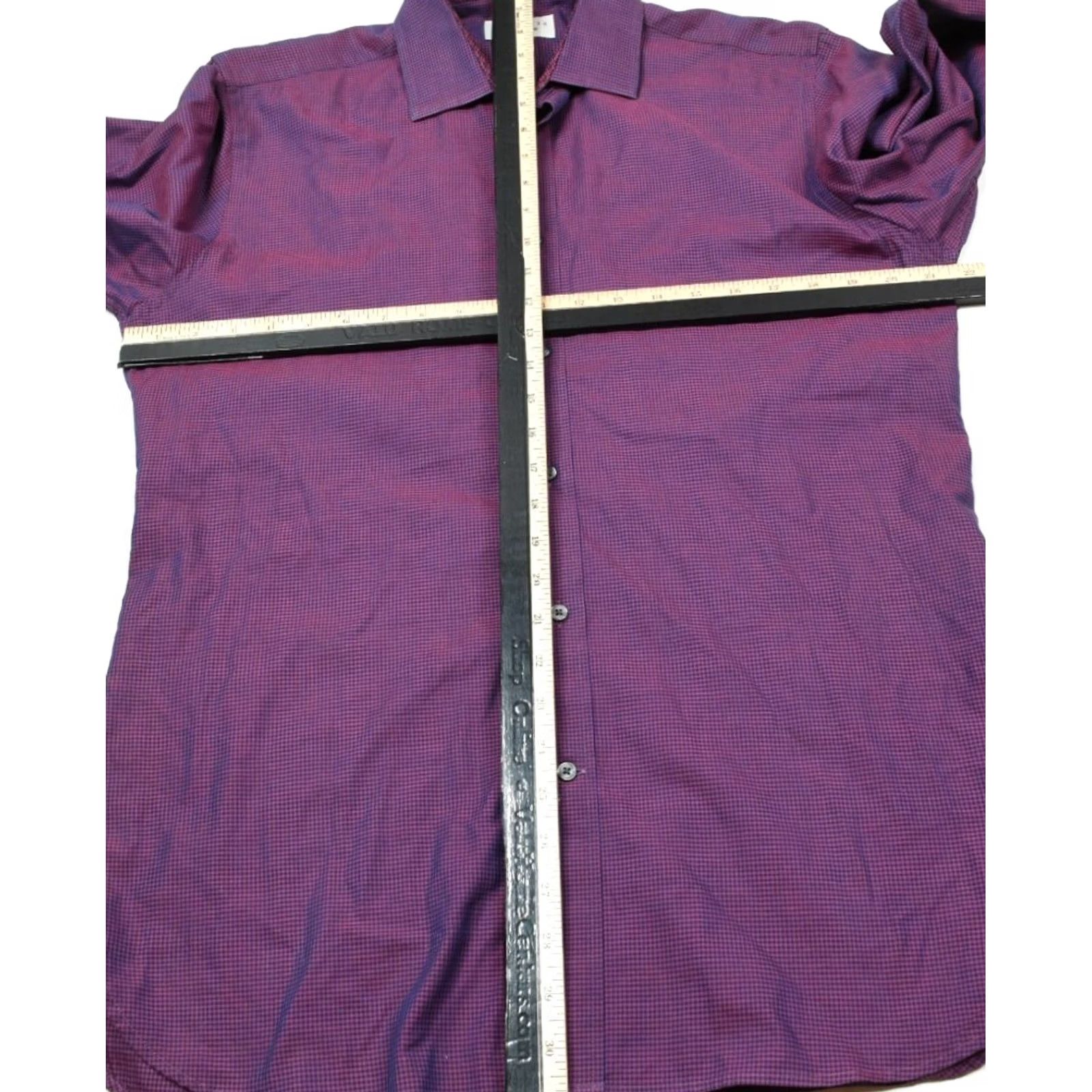 Ted Baker Ted Baker Endurance Shirt Mens 15.5 Purple Check Long Sleeve Button-Up Cotton Shirt Size US L / EU 52-54 / 3 - 7 Thumbnail