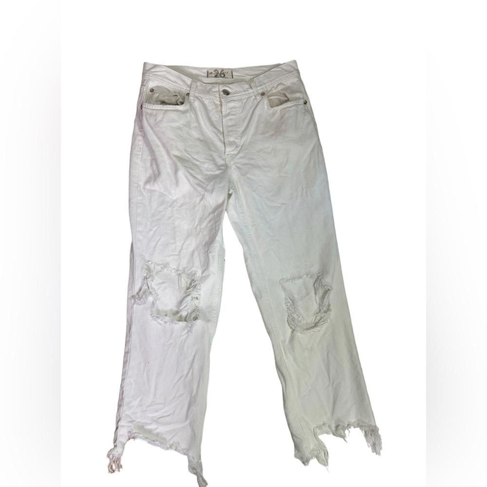 Free People Free People l Maggie Straight Leg White Jeans Size 26 Size 26" / US 2 / IT 38 - 2 Thumbnail
