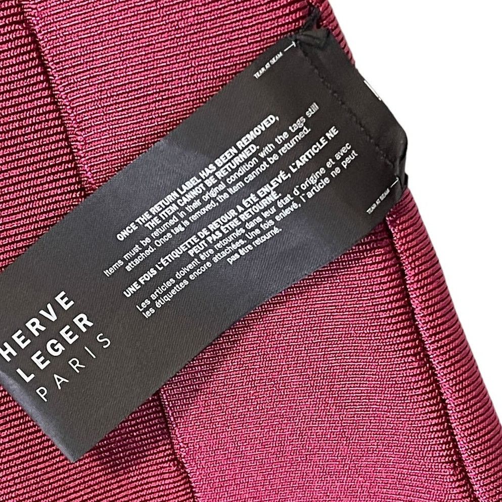 Herve Leger Herve Leger Paris Pleated Ponte Burgundy Mini Dress Size L Size L / US 10 / IT 46 - 12 Thumbnail