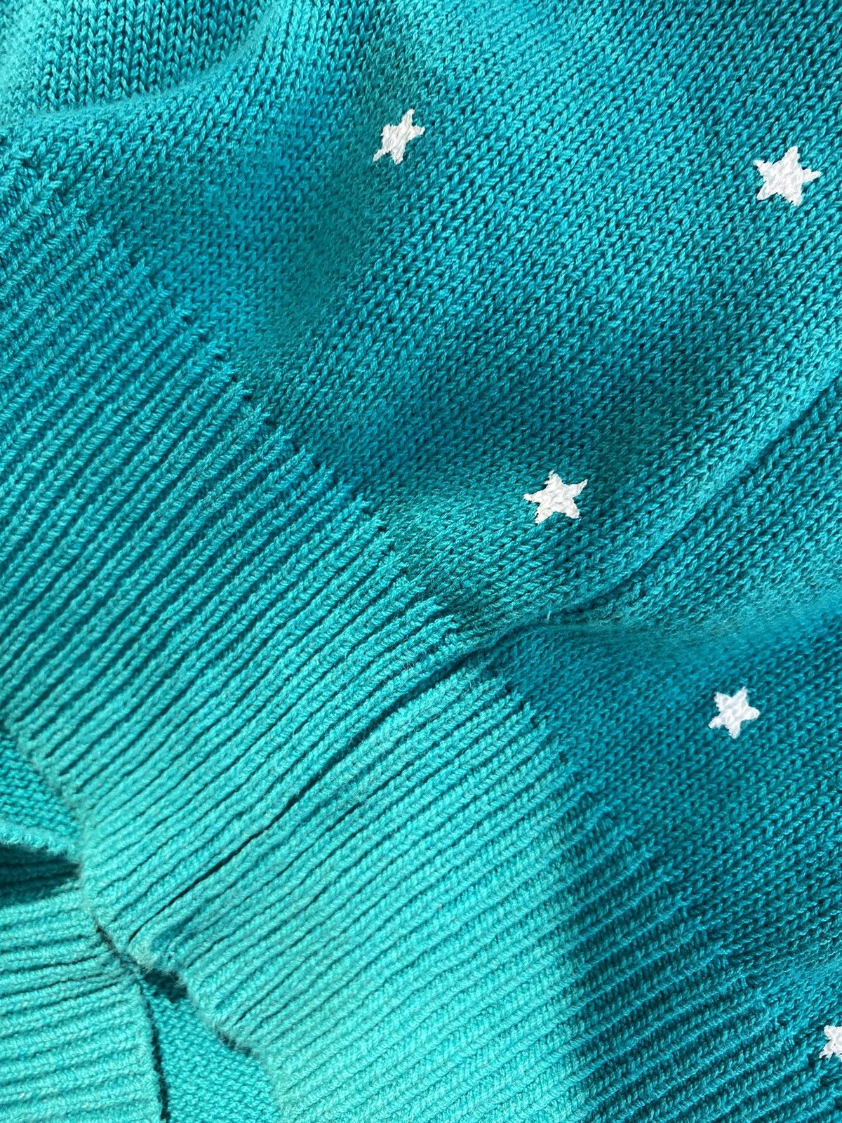 Vintage Paserio Teal Puff Sleeve Knit Top with Star Pattern Size S / US 4 / IT 40 - 9 Thumbnail