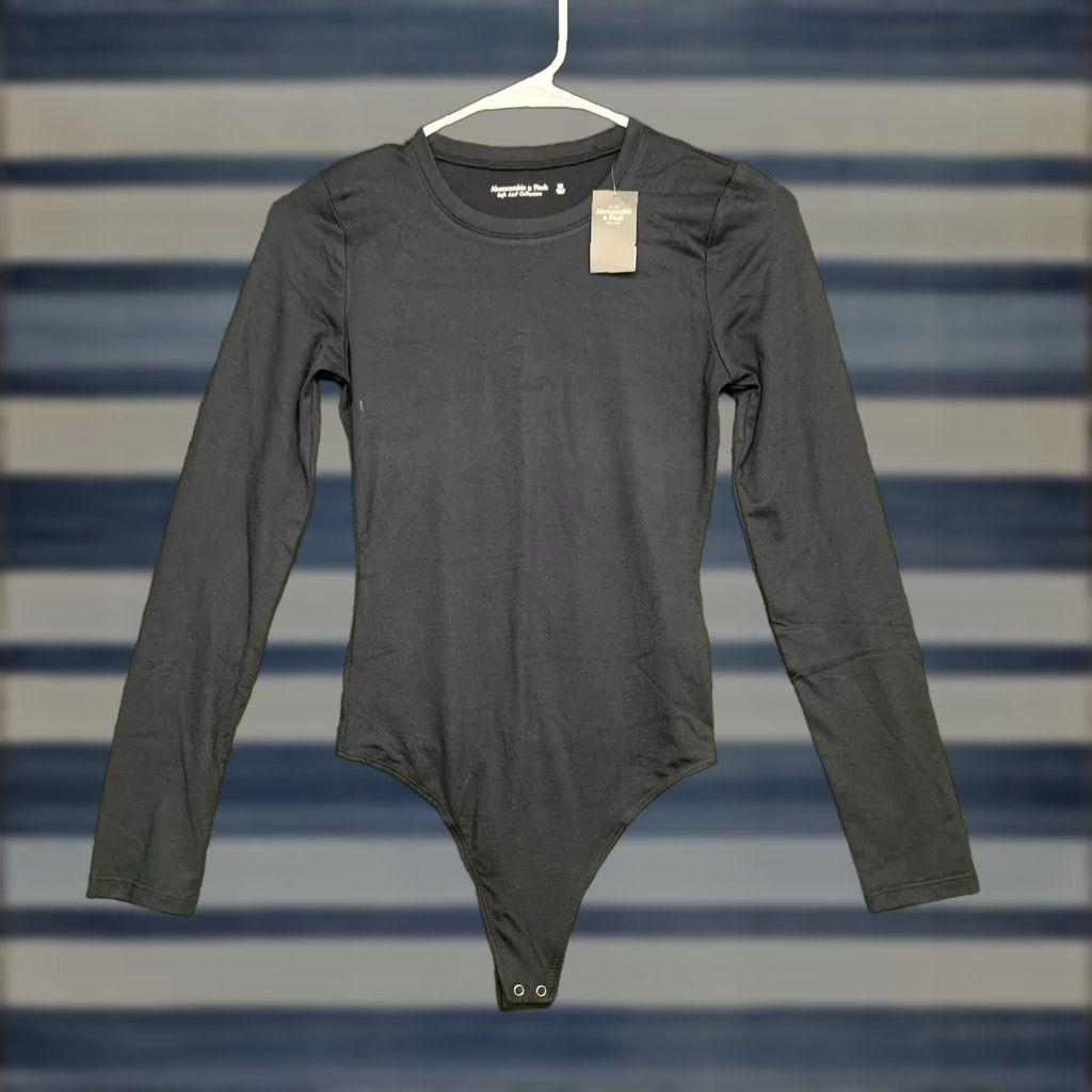 Abercrombie & Fitch ABERCROMBIE & FITCH Long Sleeve Bodysuit Womens XS Black Seamless Casual 90s Size XS / US 0-2 / IT 36-38 - 1 Thumbnail