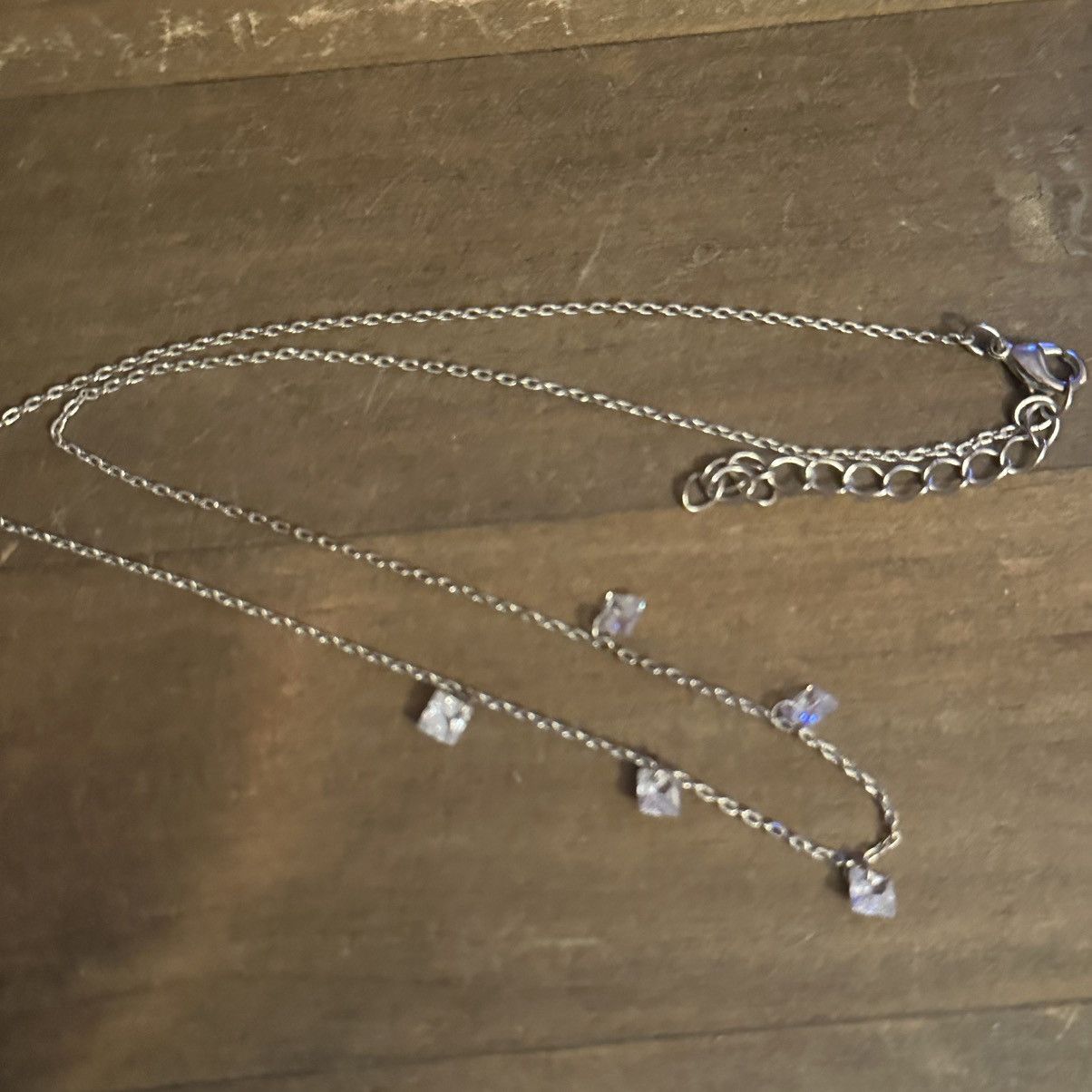 Other Dainty silver tone princess cut crystal dangle necklace Size ONE SIZE - 3 Thumbnail