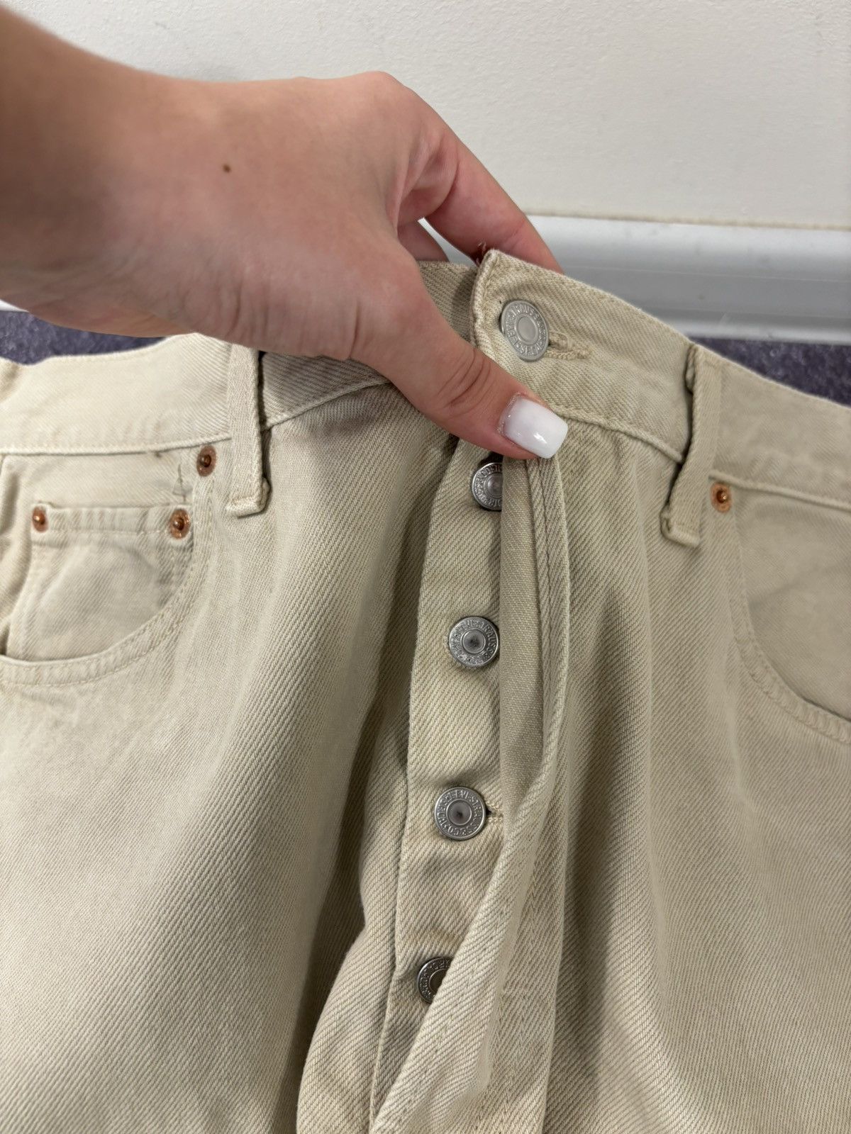Levi's Vintage 90s Levi’s 501 Cream Custom Snake Hype Denim Jeans Size US 36 / EU 52 - 20 Thumbnail