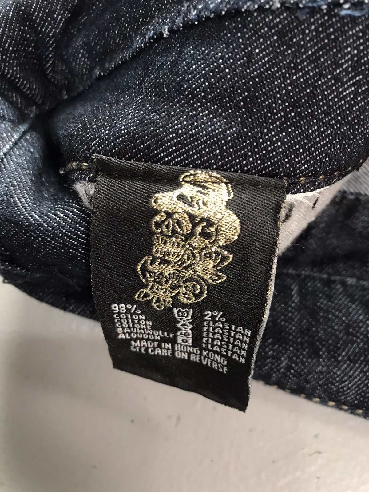 Christian Audigier × Ed Hardy × Vintage Vintage Christian Audigier skull 💀 embroidered denim Size 32" / US 10 / IT 46 - 7 Thumbnail