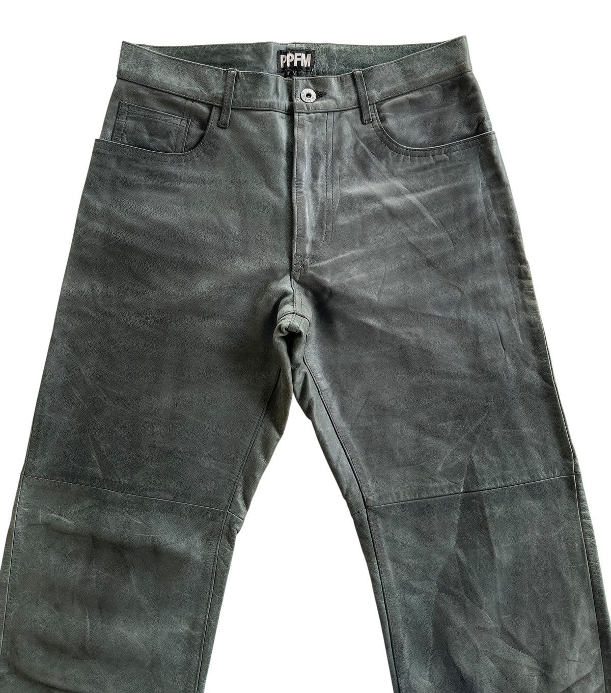 PPFM PPFM Dirty Green Leather Pants Size US 30 / EU 46 - 2 Thumbnail