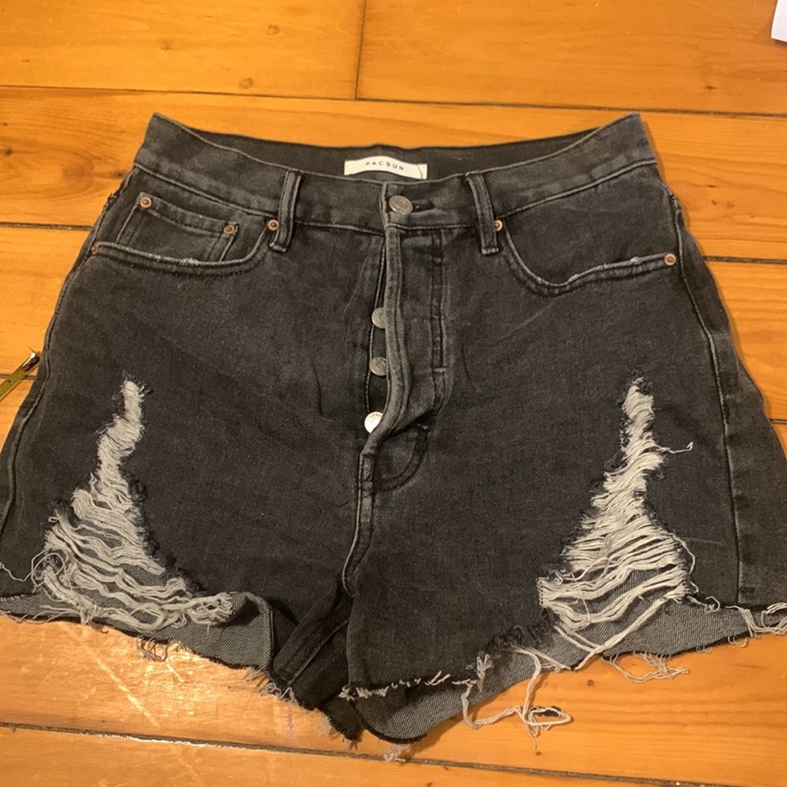 Pacsun Pacsun Y2K Ultra Highrise Vintage Shorts Black Denim Size 27" / US 4 / IT 40 - 1 Thumbnail