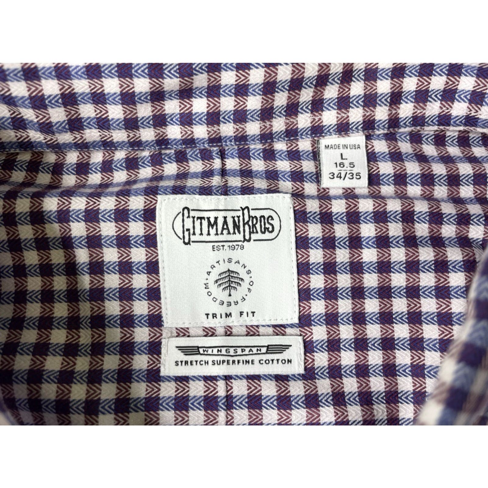 Vintage Gitman Bros Trim Fit Wingspan Checkered Shirt Men Large Allen Edmonds 16.5 34/35 Size US L / EU 52-54 / 3 - 3 Thumbnail