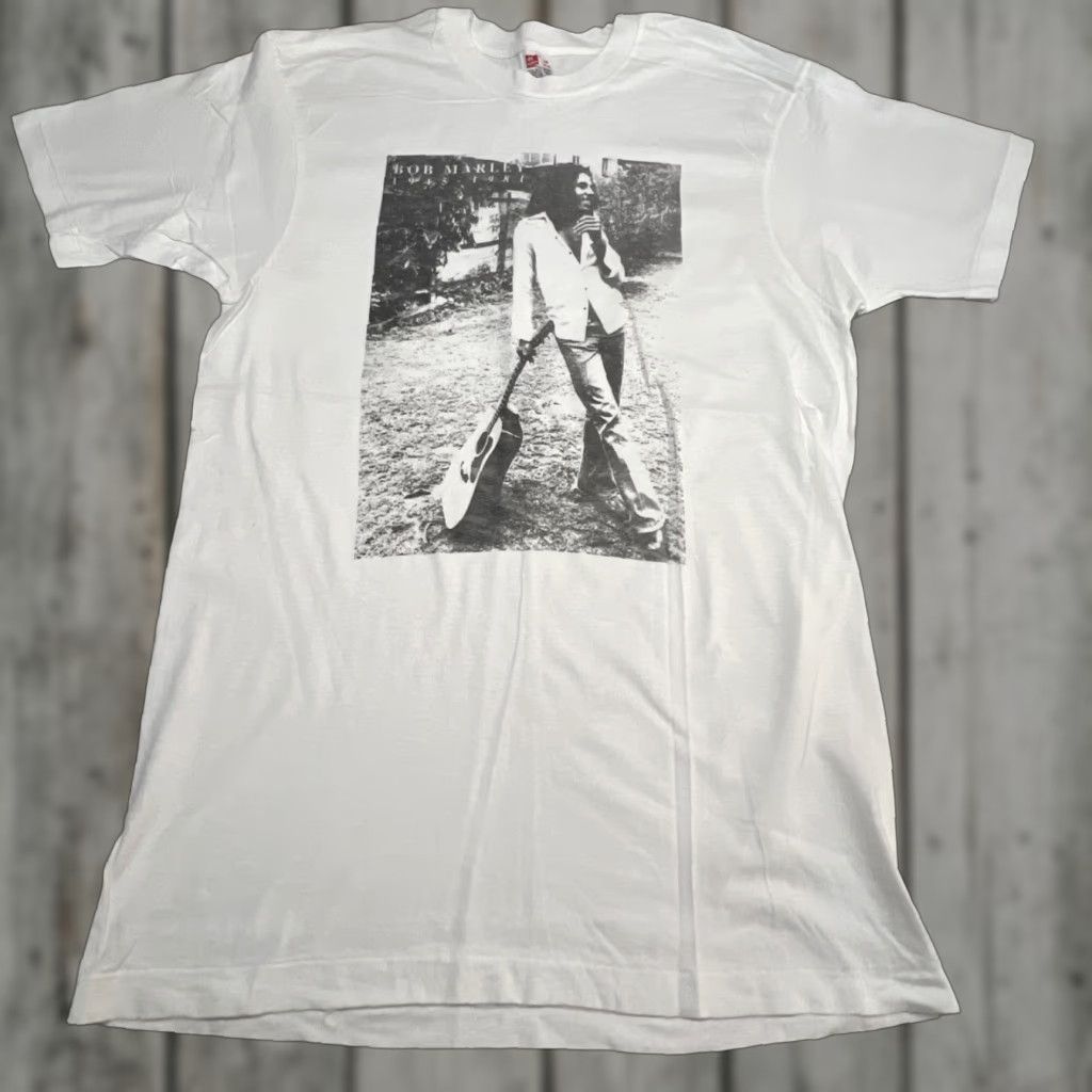 Hanes VINTAGE Bob Marley Graphic Tee Shirt Men Large White 1980s Hanes Tag 42-44 Cotton Short Sleeve Grunge Mens Size US L / EU 52-54 / 3 - 1 Thumbnail