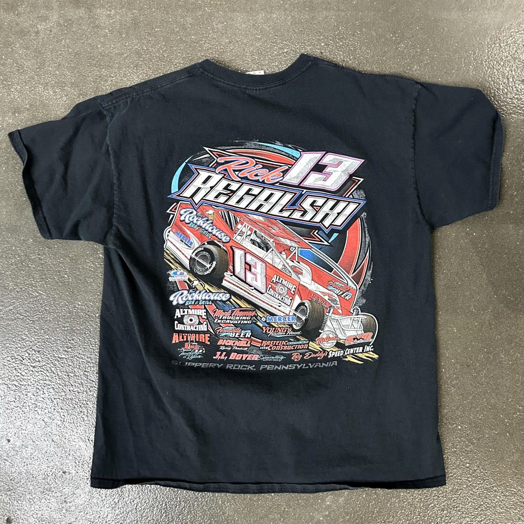 Vintage Rick Regalski 13 Shirt Mens Large Black Race Car Graphic Tee Dirt Track Size US L / EU 52-54 / 3 - 2 Thumbnail