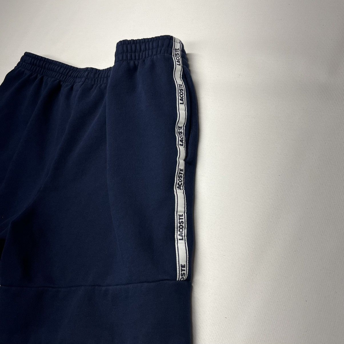 Lacoste Lacoste Sweat Shorts Blue Stripe Letter Logo Navy Drawstring Size US 36 / EU 52 - 13 Thumbnail