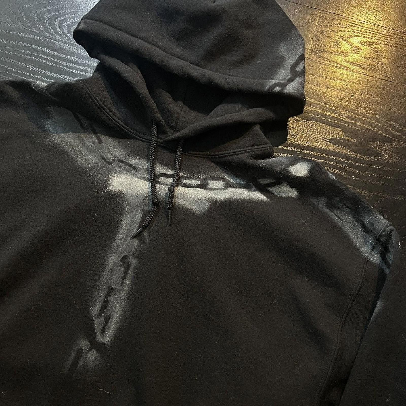 Vintage Custom Black Airbrushed/Painted Chainlink Hoodie Size US L / EU 52-54 / 3 - 3 Thumbnail