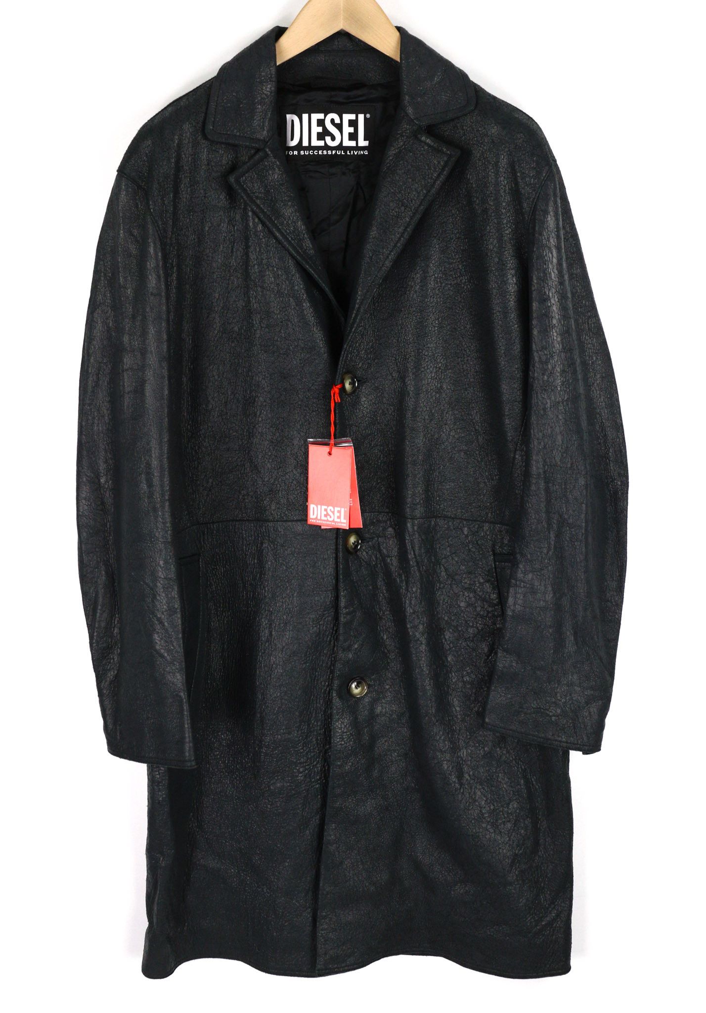 Diesel L-COAT-CRK XL Lambskin Leather Notch Lapel Coat 40084 Size US XL / EU 56 / 4 - 1 Thumbnail