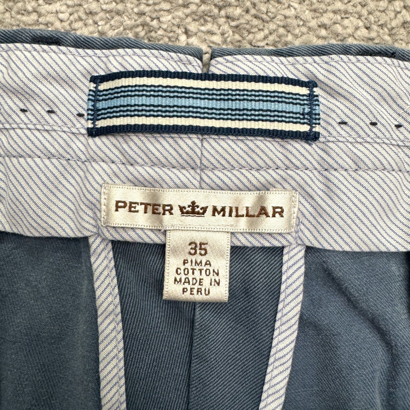 Peter Millar Peter Millar Chino Pants Mens 35 Blue Cotton Straight Leg Flat Front Size US 35 - 5 Thumbnail