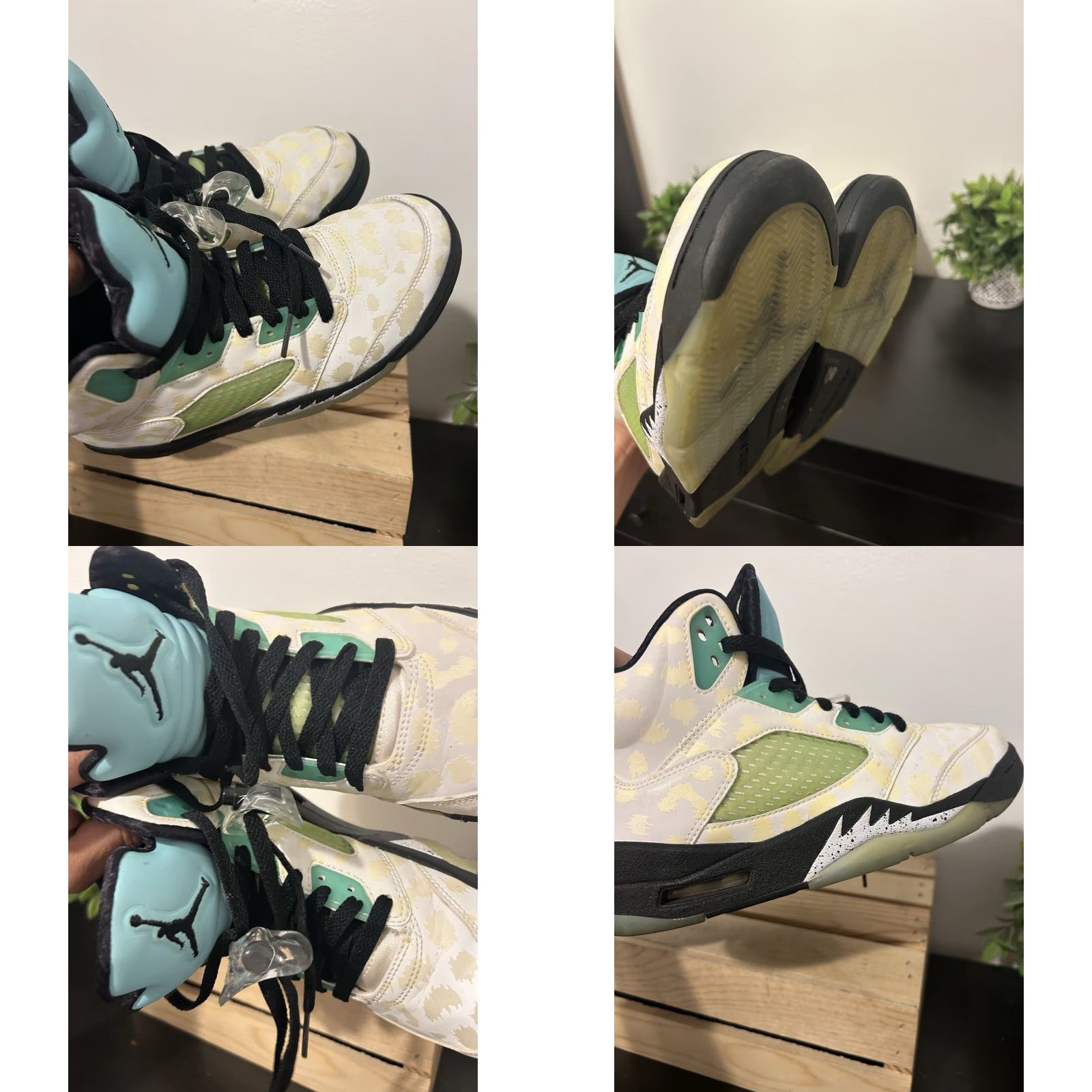 Nike VINTAGE Nike Air Jordan 5 Retro Sneaker Mens White Green 6.5 High Top Leather Athletic Casual Workwear 2019 CN2932-100 Shoes Size US 6 / EU 39 - 8 Thumbnail