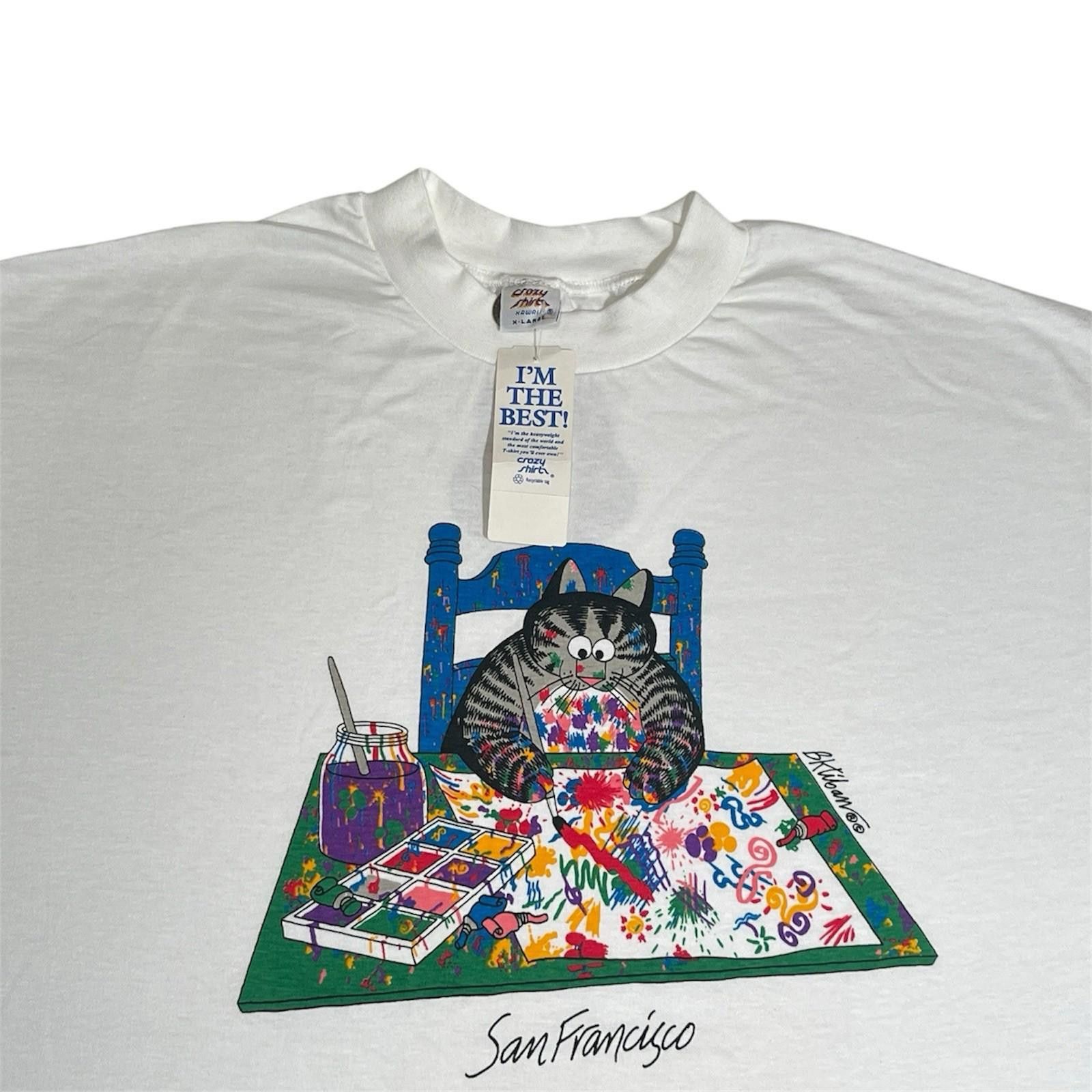 Vintage 90s NWT B. Kliban Cat Crazy Shirts SingleStitch Art Shirt XL Size US XL / EU 56 / 4 - 2 Thumbnail