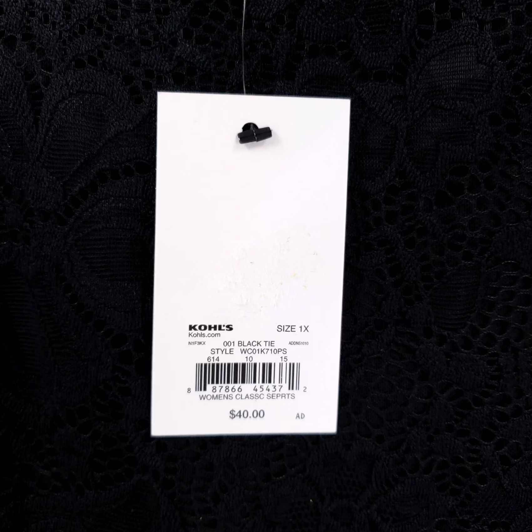 Croft & Barrow Croft & Barrow Top Womens 1X Plus Black Overlay Floral Lace Flared Sleeve Size XL / US 12-14 / IT 48-50 - 5 Thumbnail
