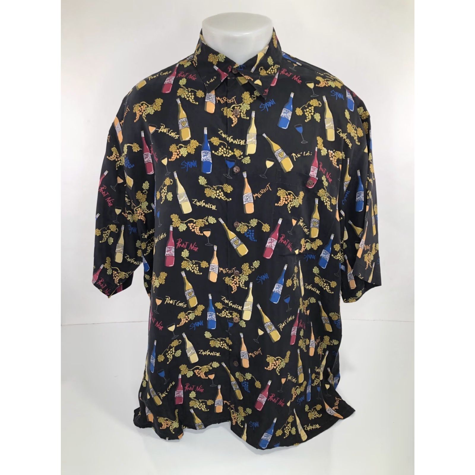Vintage BULLLOCK & JONES - NAPA VALLEY WINE TOUR ALL OVER Merlot Pinot Zinfandel XL Shirt Men Short Sleeve Button-Up Black XL Size US XL / EU 56 / 4 - 2 Thumbnail
