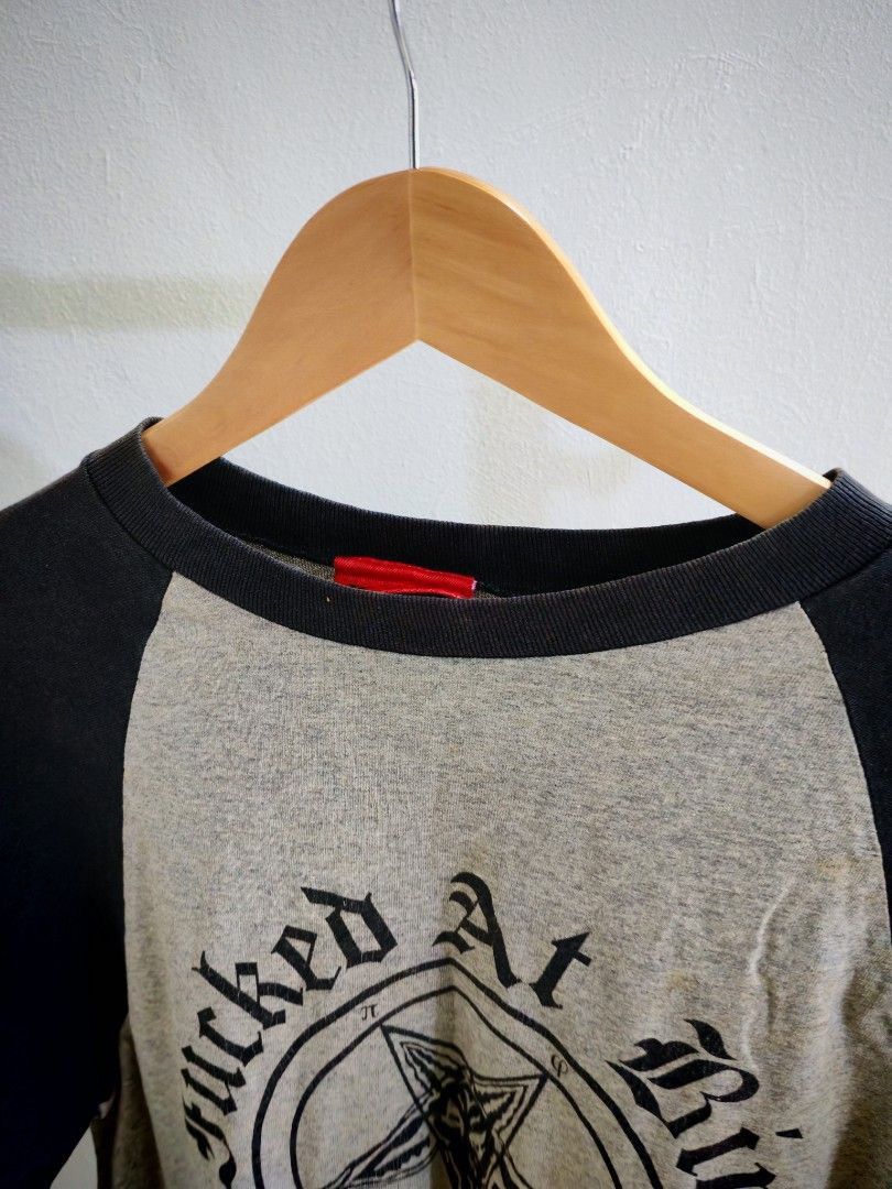 Vintage F.A.B. Fucked At Birth Pentagram Raglan Made in USA Size US L / EU 52-54 / 3 - 3 Thumbnail