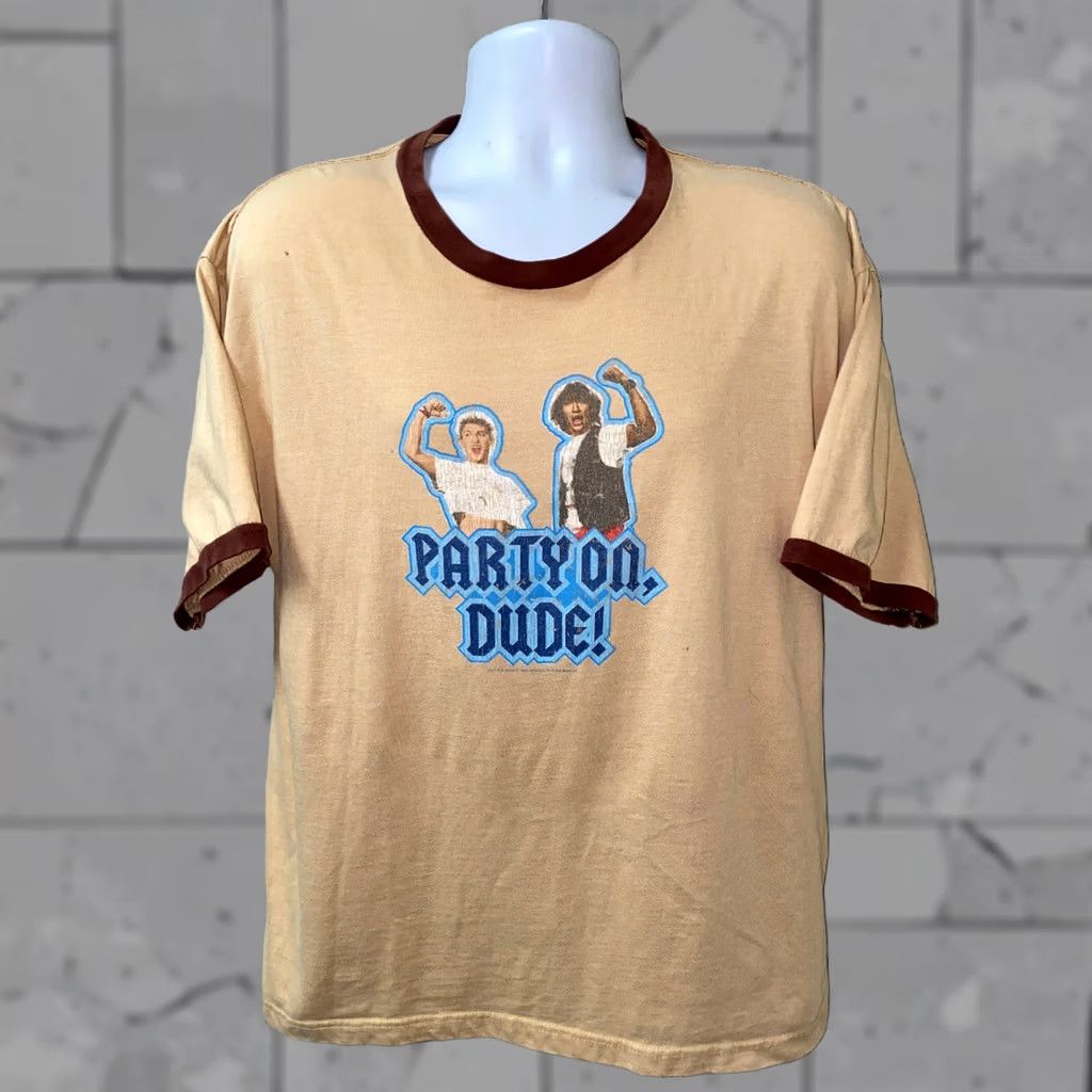 Vintage AA Mens T-Shirt Beige Party On Dude XL Short Sleeve Graphic Regular Size XL Men Size US XL / EU 56 / 4 - 1 Thumbnail