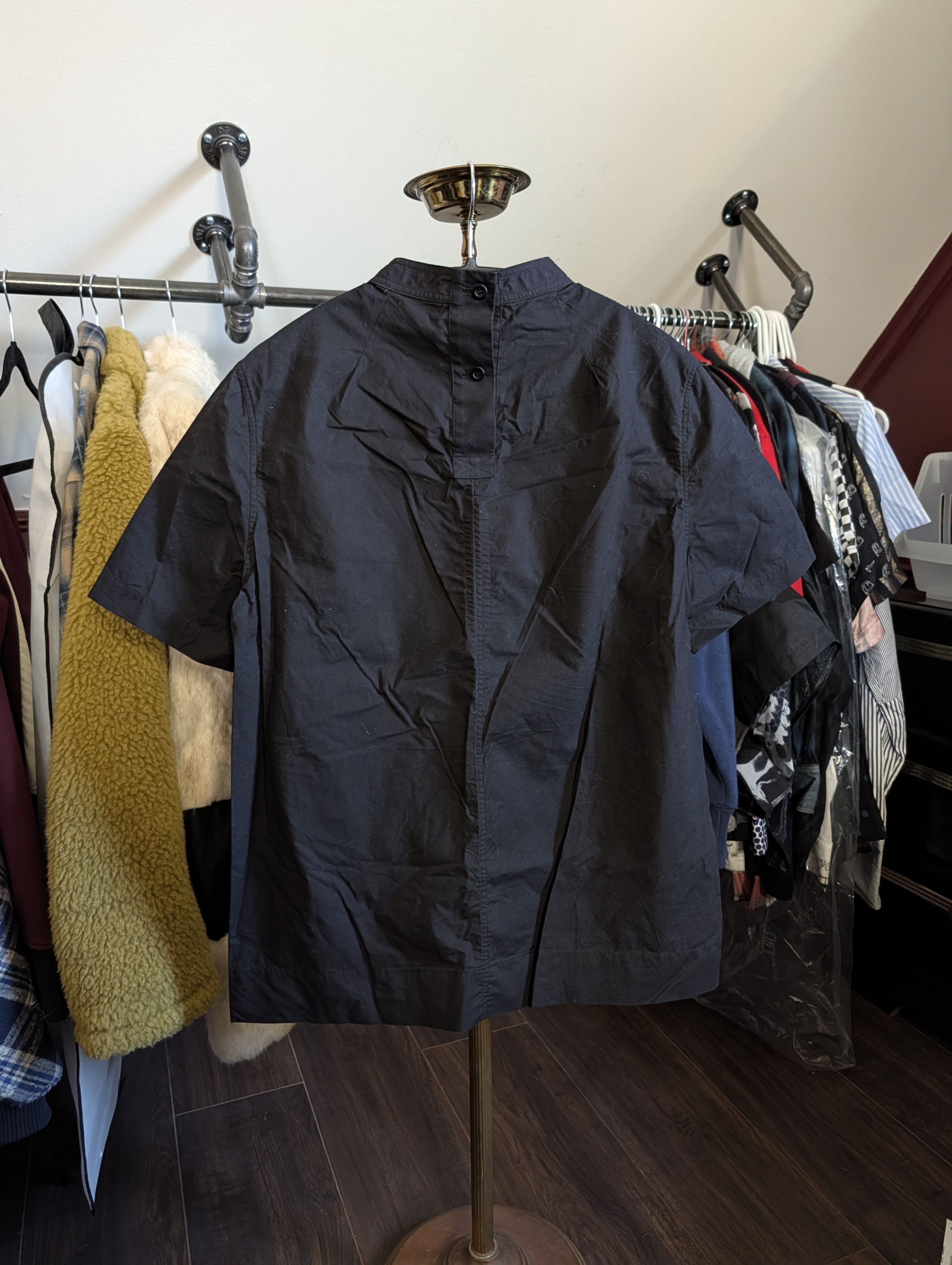 Rick Owens WALRUS '17 Brushes Cotton S/S Smock Shirt Black Size US S / EU 44-46 / 1 - 2 Thumbnail