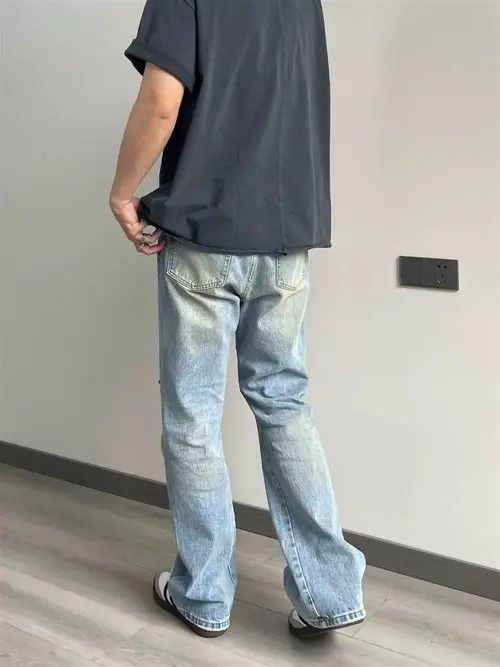 Jean damaged dirty washed flared ripped jeans Size US 30 / EU 46 - 4 Thumbnail