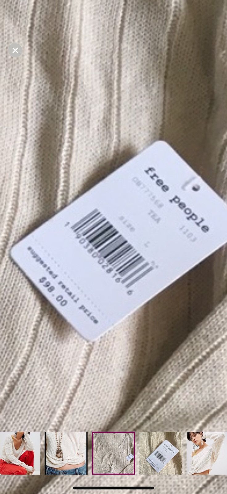 Free People Free People V-Neck Twisted Knot Front Linen Knit Sweater Size M / US 6-8 / IT 42-44 - 10 Thumbnail