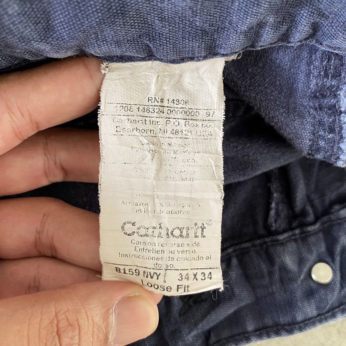 Carhartt Vintage Carhartt Faded Navy Blue Carpenter Work Pants Size US 33 - 20 Thumbnail