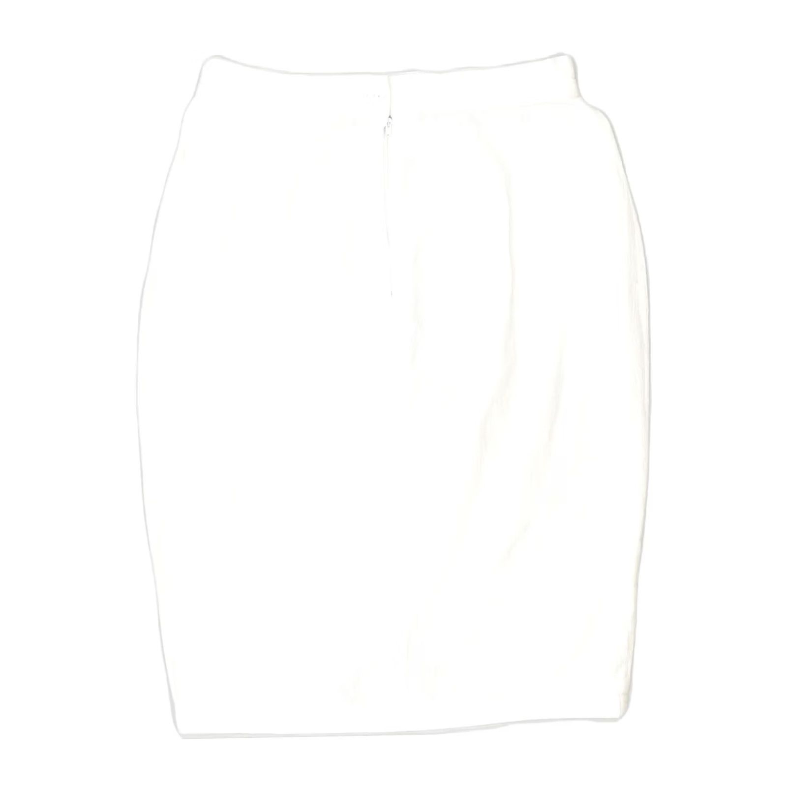 Vintage VINTAGE Womens A-Line Skirt IT 44 Medium W30 White Cotton WQ05 Skirt Womens M IT 44 Medium W30 White Cotton No Pattern Zip Designer casual 90s? Size 32" / US 10 / IT 46 - 2 Thumbnail