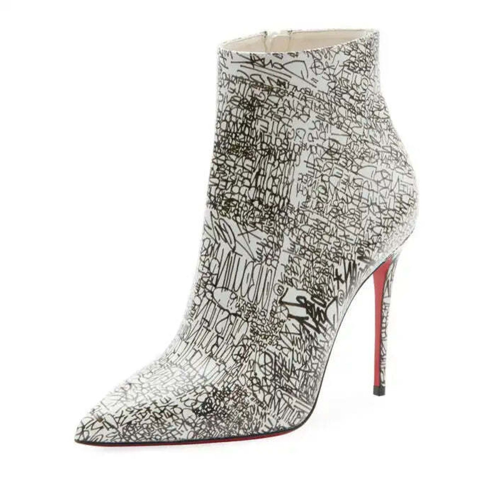 Christian Louboutin Christian Louboutin So Kate Booty 100 Black White Caligraf Size US 5.5 / IT 35.5 - 3 Thumbnail