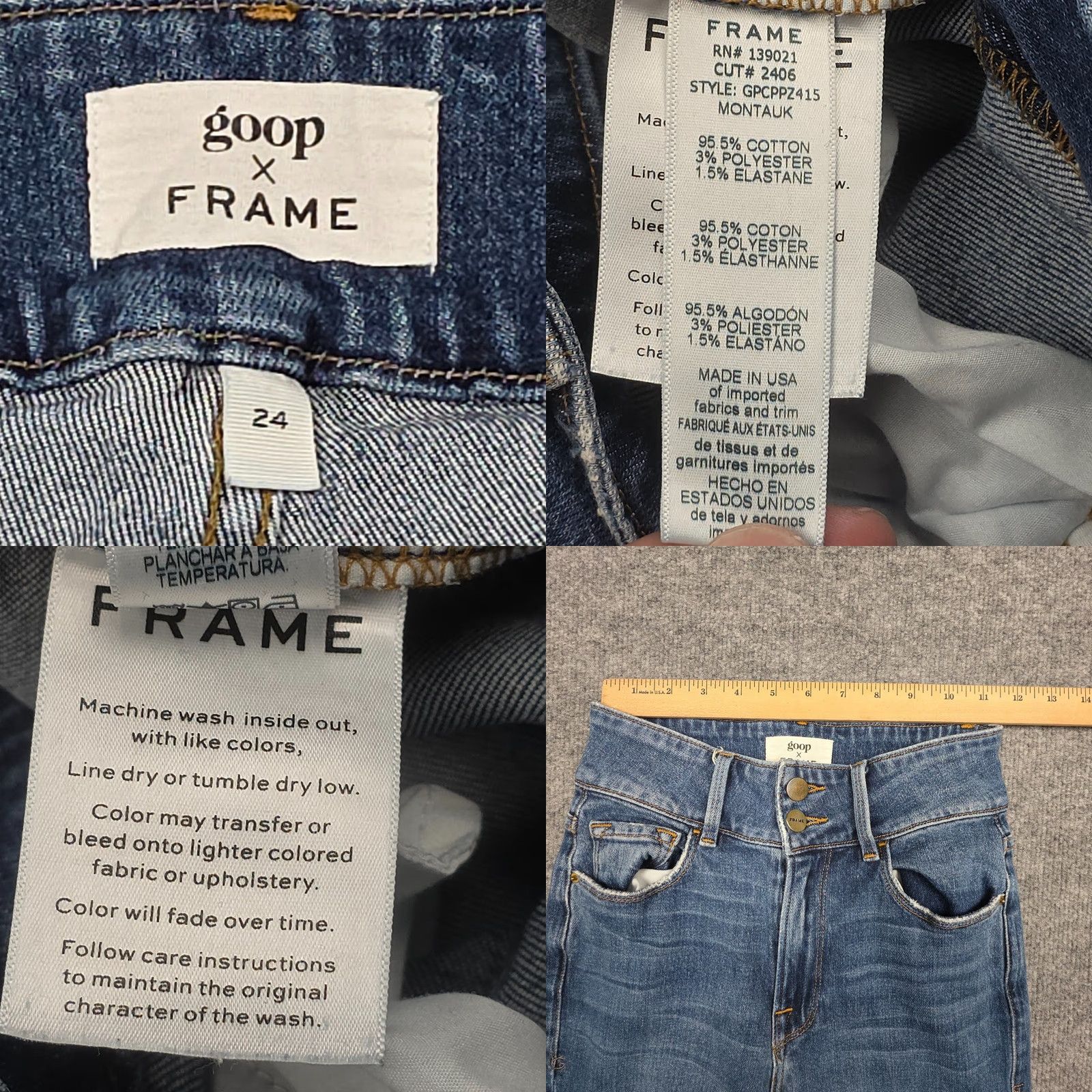 Frame GOOP x FRAME High-Rise Flare Jeans Women's 24 Blue Wide-Leg Stretch Jeans Regular Inseam 29"} Size 40" / US 18 - 8 Thumbnail