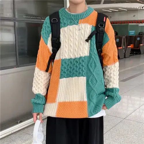 Aran Isles Knitwear × Homemade Orange Patchwork Sweater Size US L / EU 52-54 / 3 - 2 Thumbnail