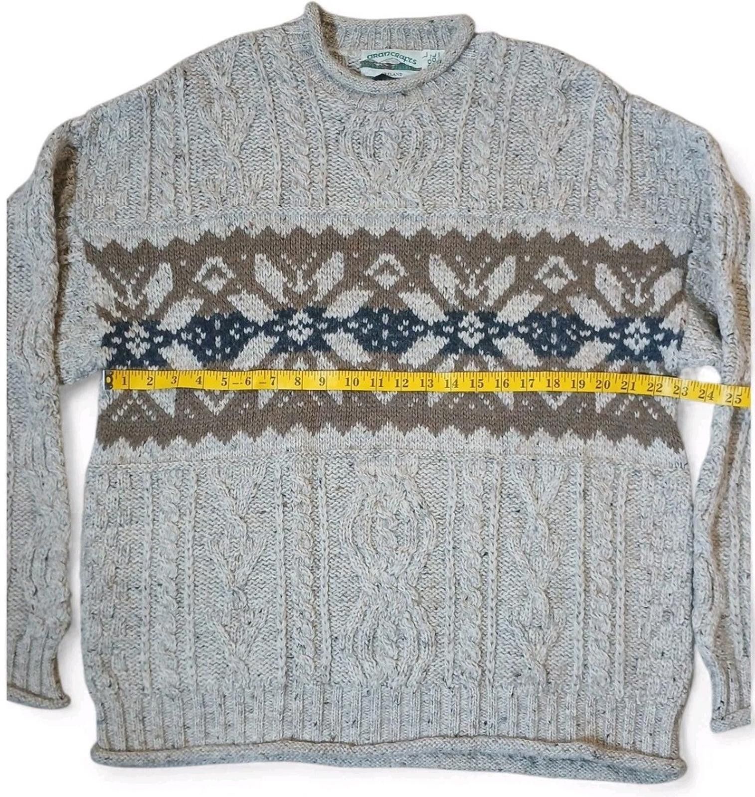 Aran Crafts Arancrafts Fair Isle Mens Large 100% Wool Sweater 70's Size US L / EU 52-54 / 3 - 4 Thumbnail