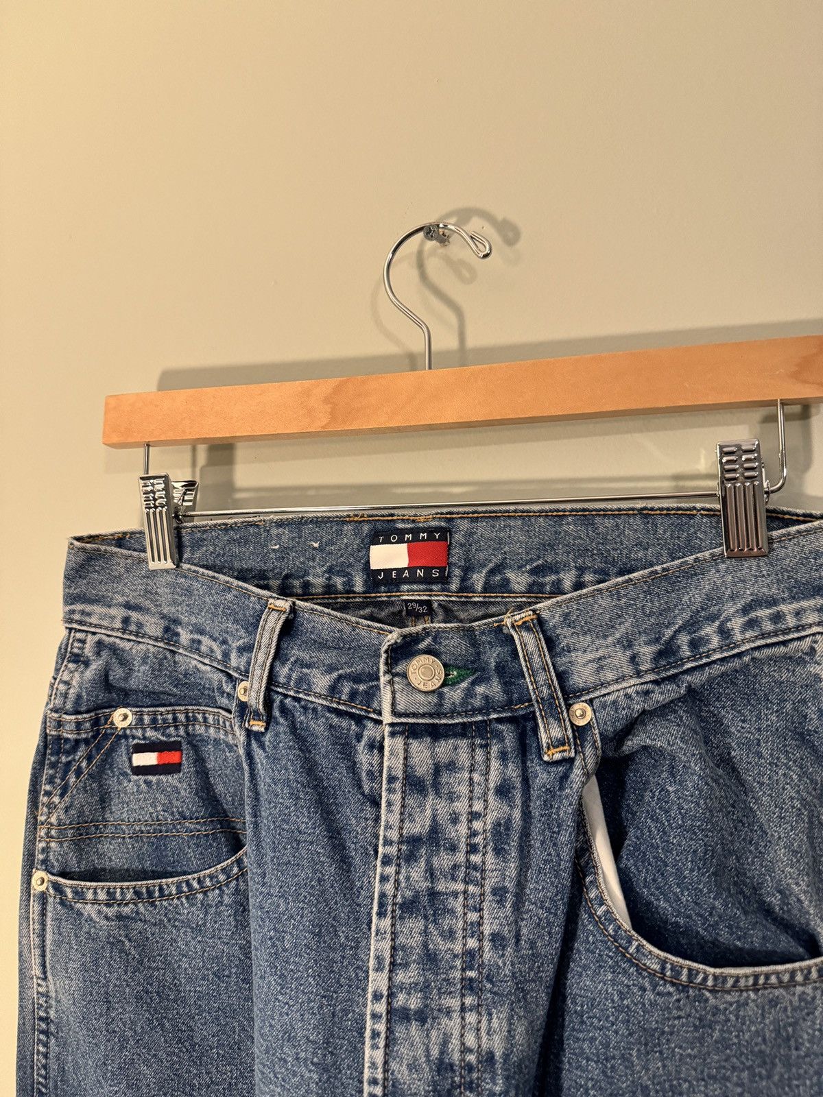 Tommy Hilfiger Vintage Denim Cargo Pocket Jeans Skater Baggy ERD Grunge Size US 29 - 6 Thumbnail