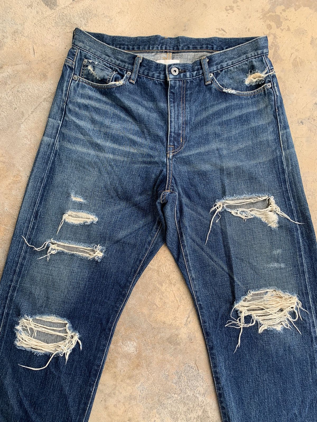 If Six Was Nine × Jean × WHIZ LIMITED Whiz Limited Japan Ripped Selvedge Distressed Denim Size US 35 - 9 Thumbnail