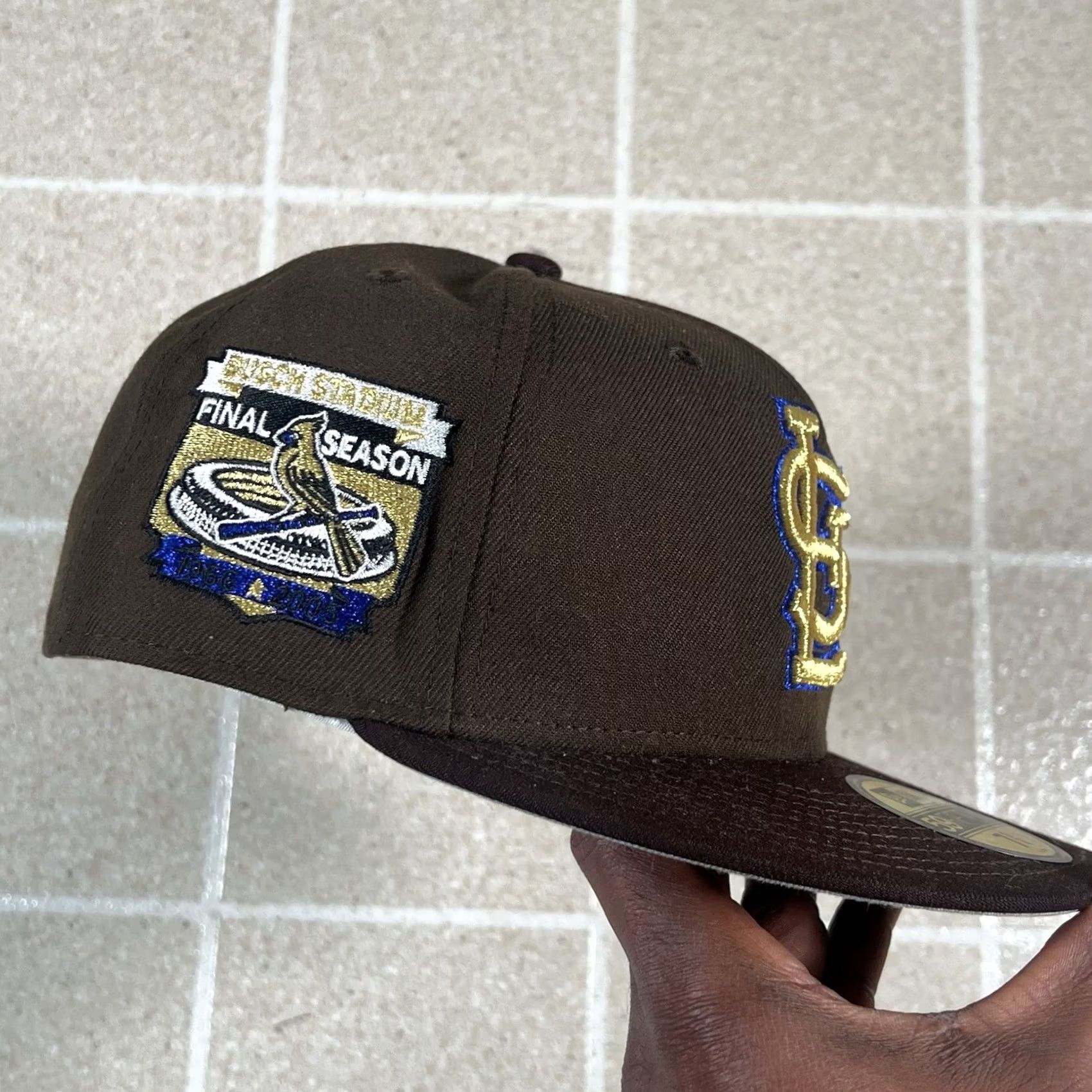 New Era St. Louis Cardinals New Era 59Fifty Hat Size 7 3/4 Burnt Wood Walnut Brown Fitted Baseball Cap Mens Size ONE SIZE - 3 Thumbnail