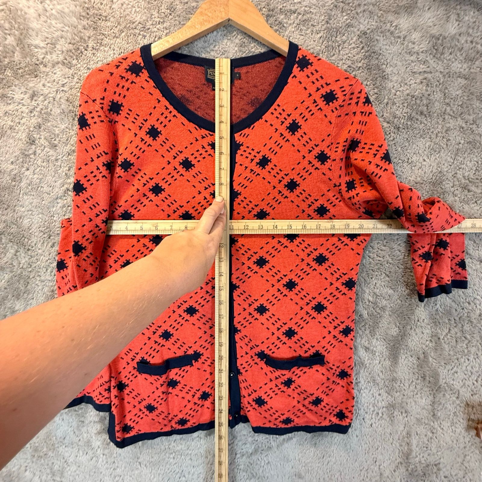 Pendleton Pendleton Silk Button Down Cardigan L Coral Red Orange Blue Size L / US 10 / IT 46 - 10 Thumbnail